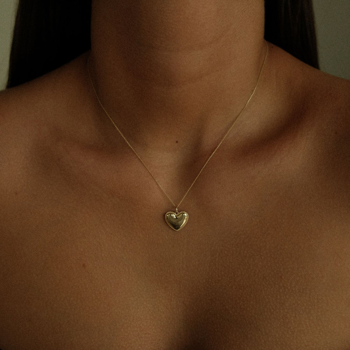 14k gouden hart hanger aan ketting