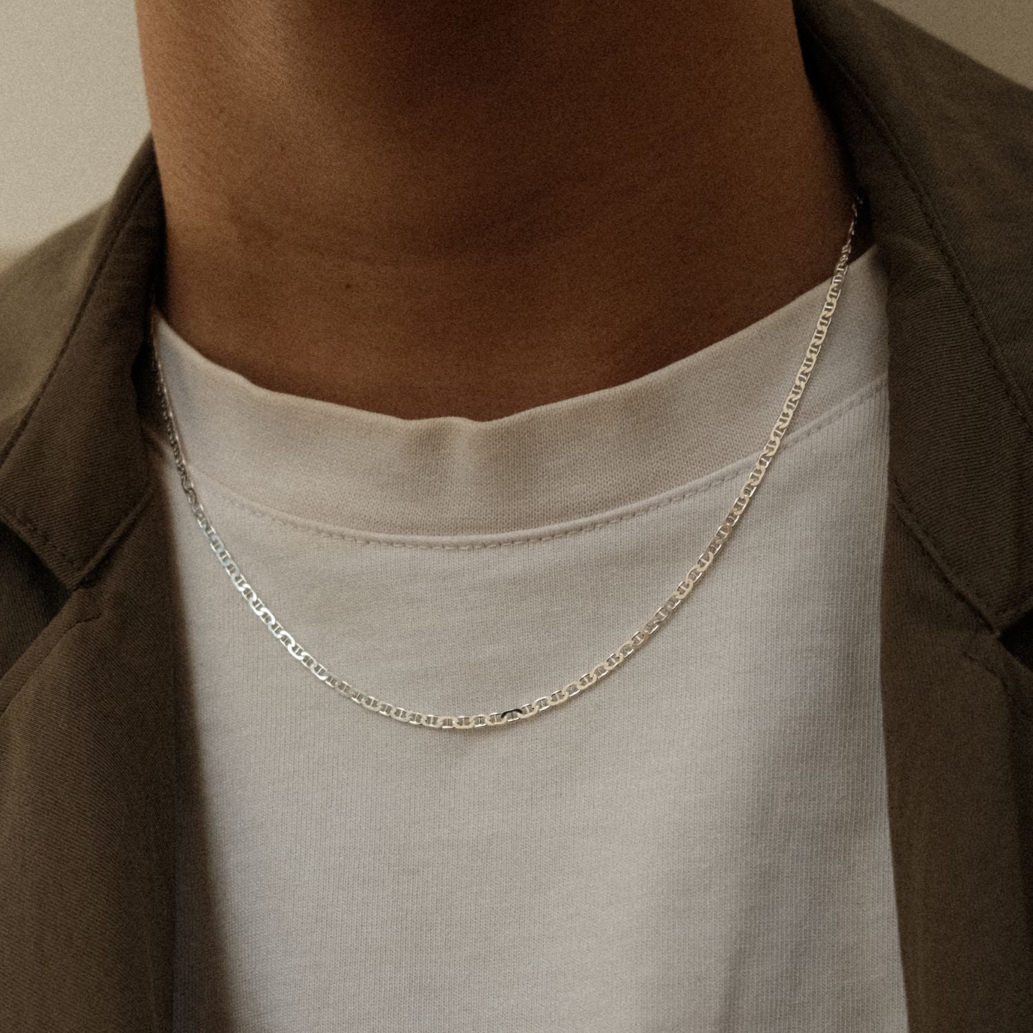 Anker Ketting Heren 50 cm Zilver