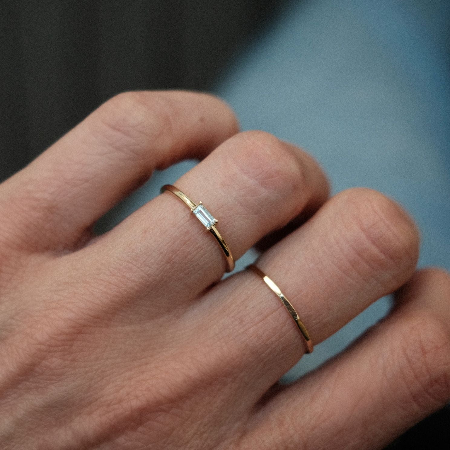 Aquamarijn Baguette Ring Goud