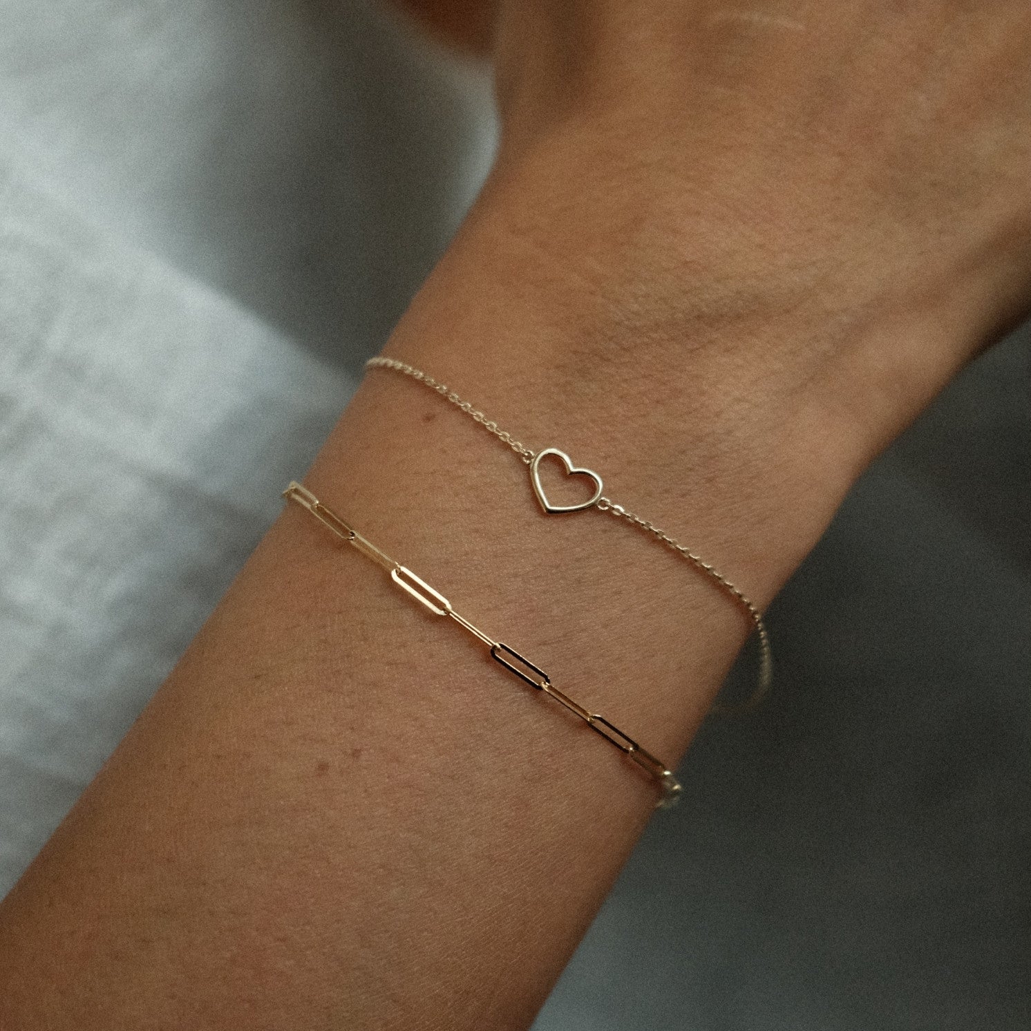 Armband met hartje en paperclip armband