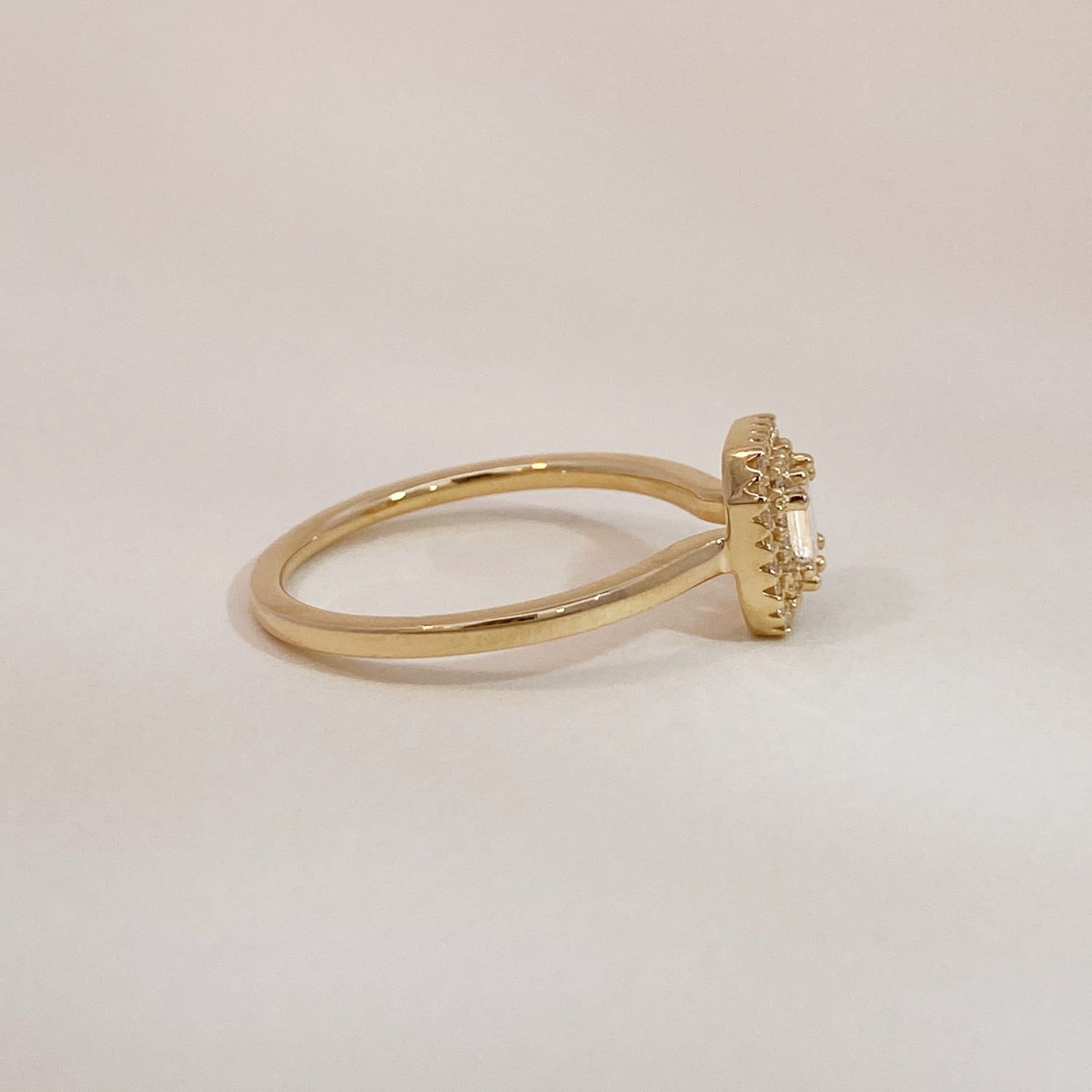 Baguette Double Halo Engagement Ring