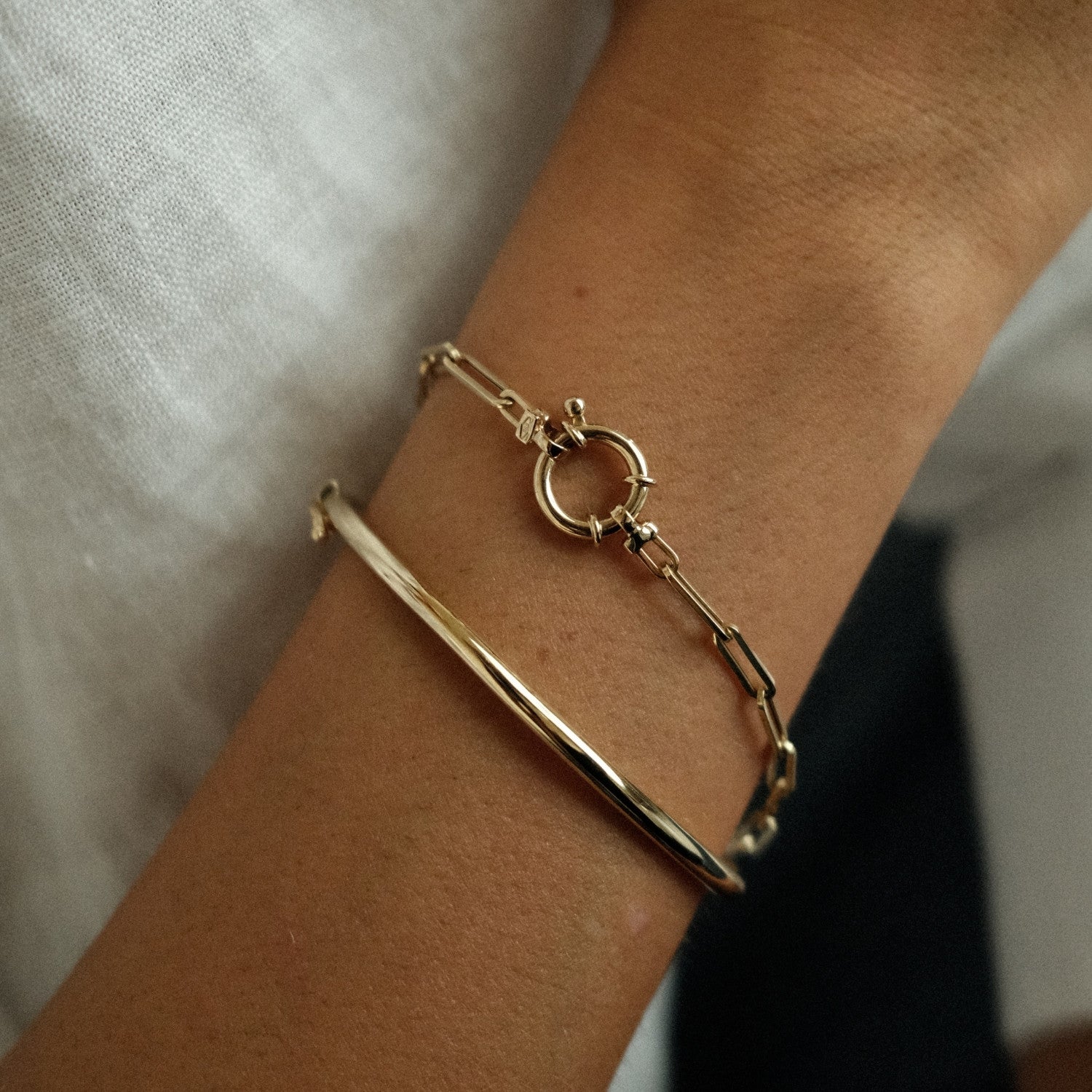 Bangle en paperclip armband veerslot