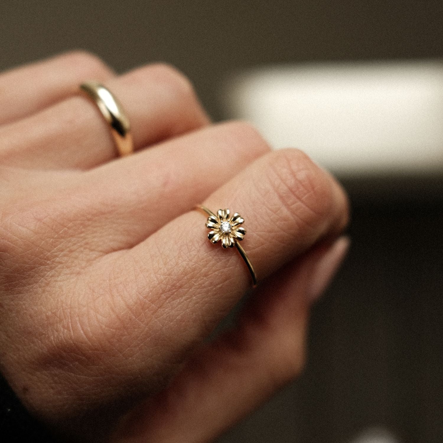 Bloem Ring 14k Goud