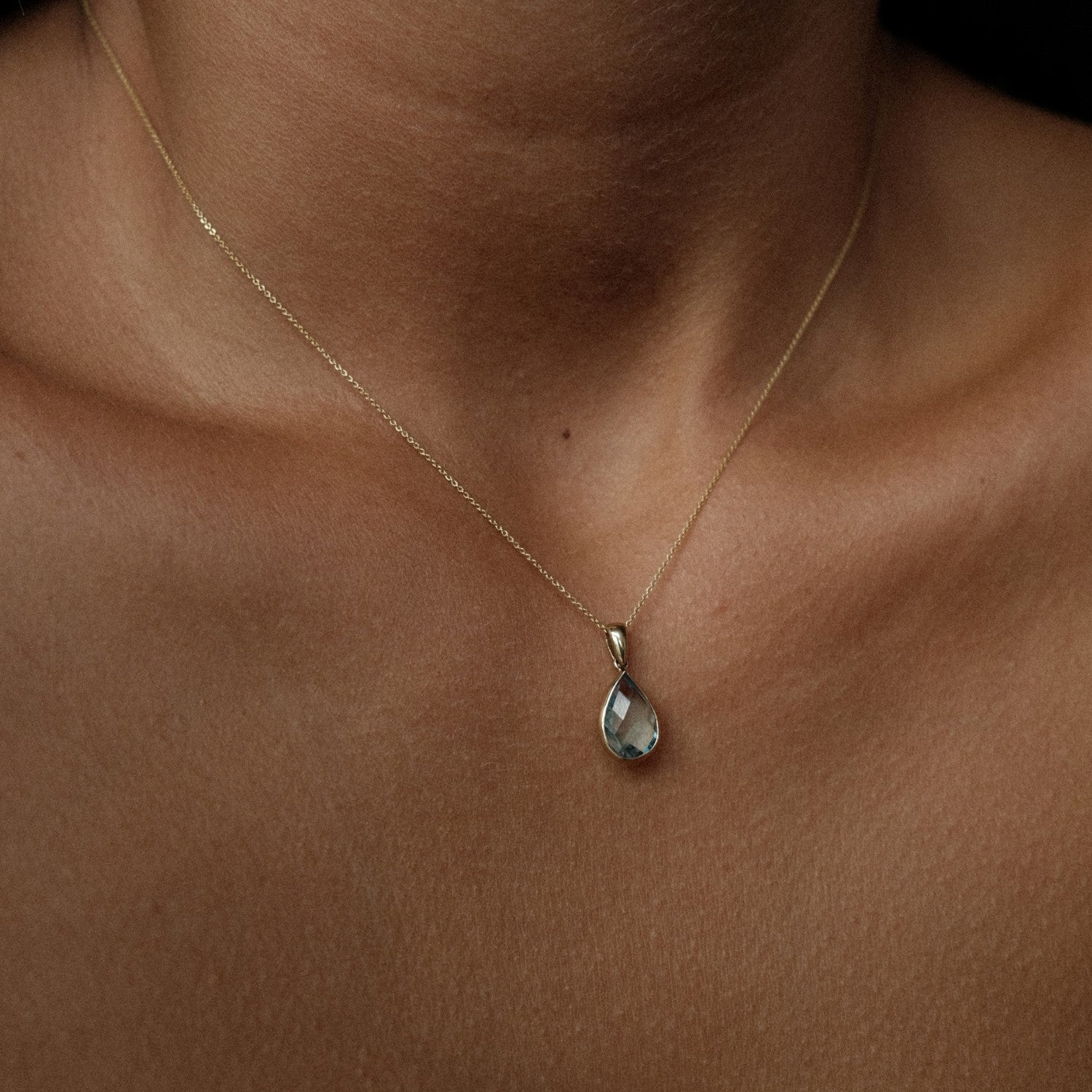 Blue topaz drop pendant