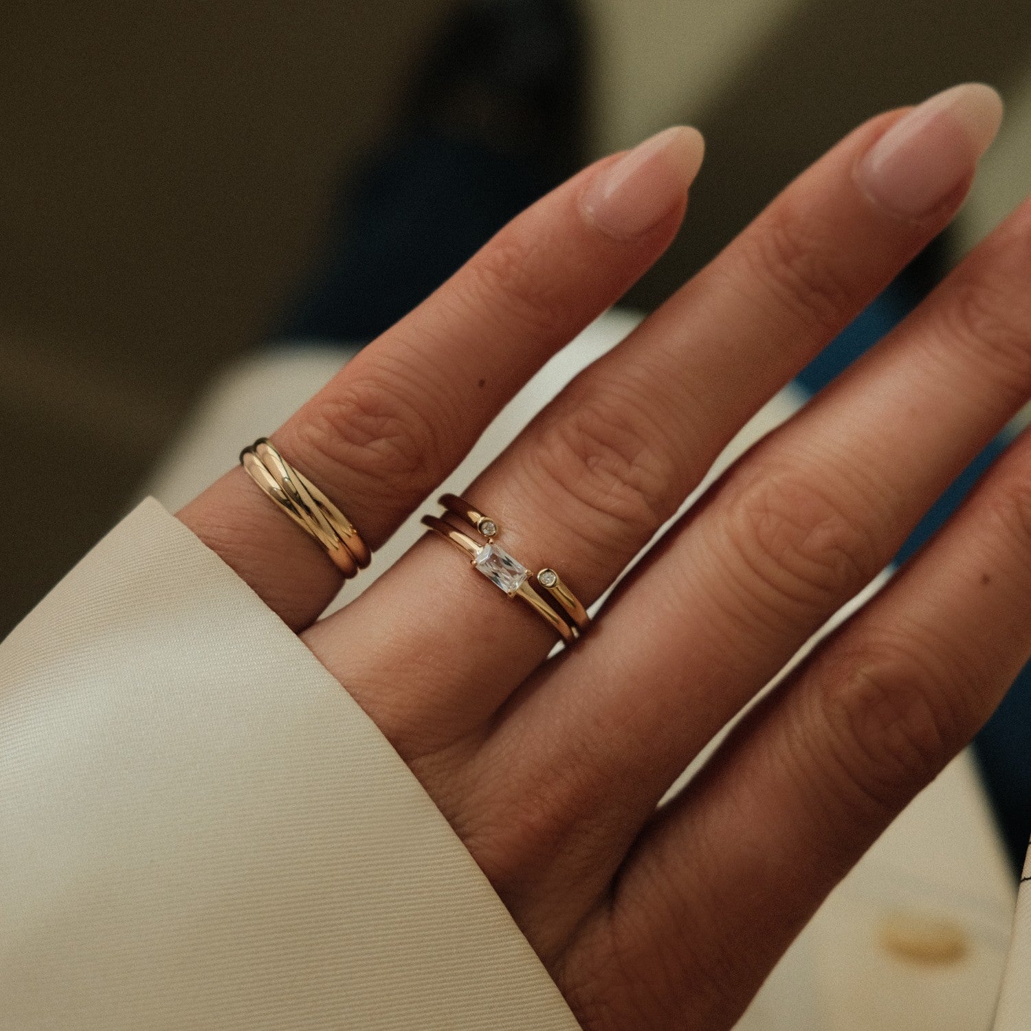 Bold baguette ring combinatie