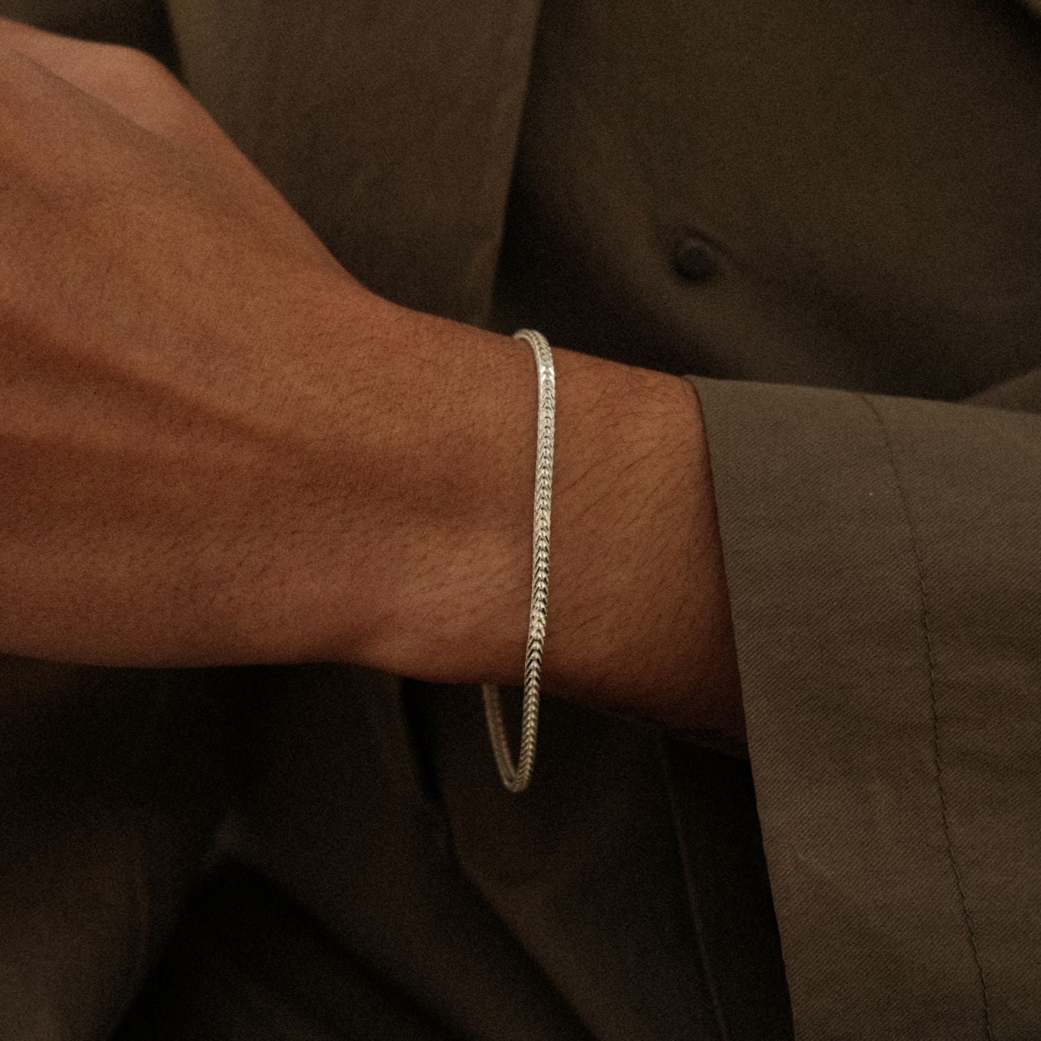 Boxy Vossenstaart Armband Zilver Heren