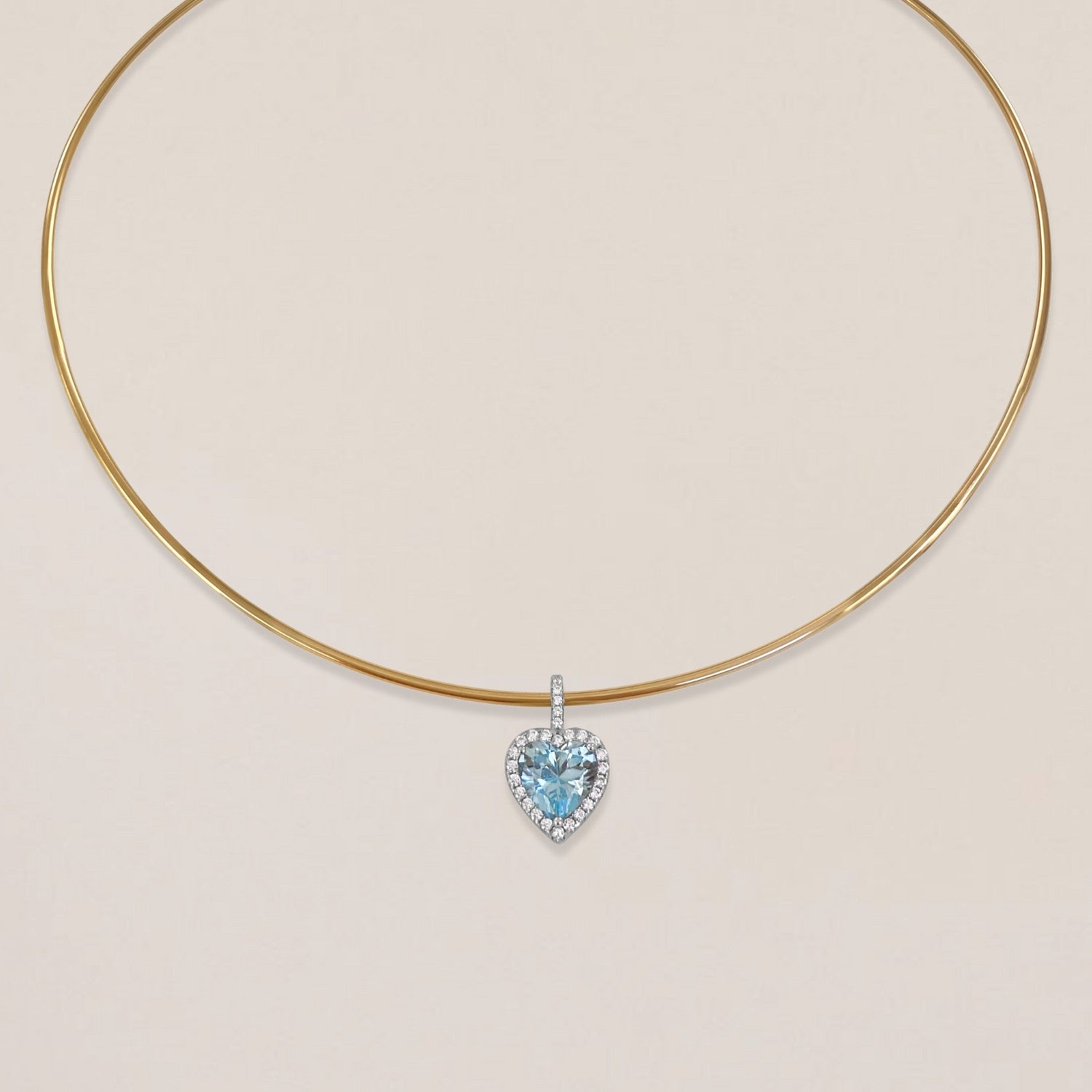 Choker collier met hart hanger blauw