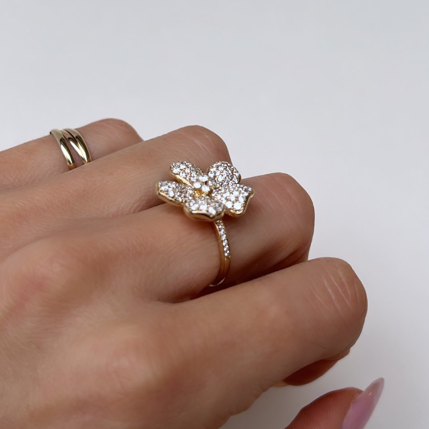 Diamanten Bloem Ring
