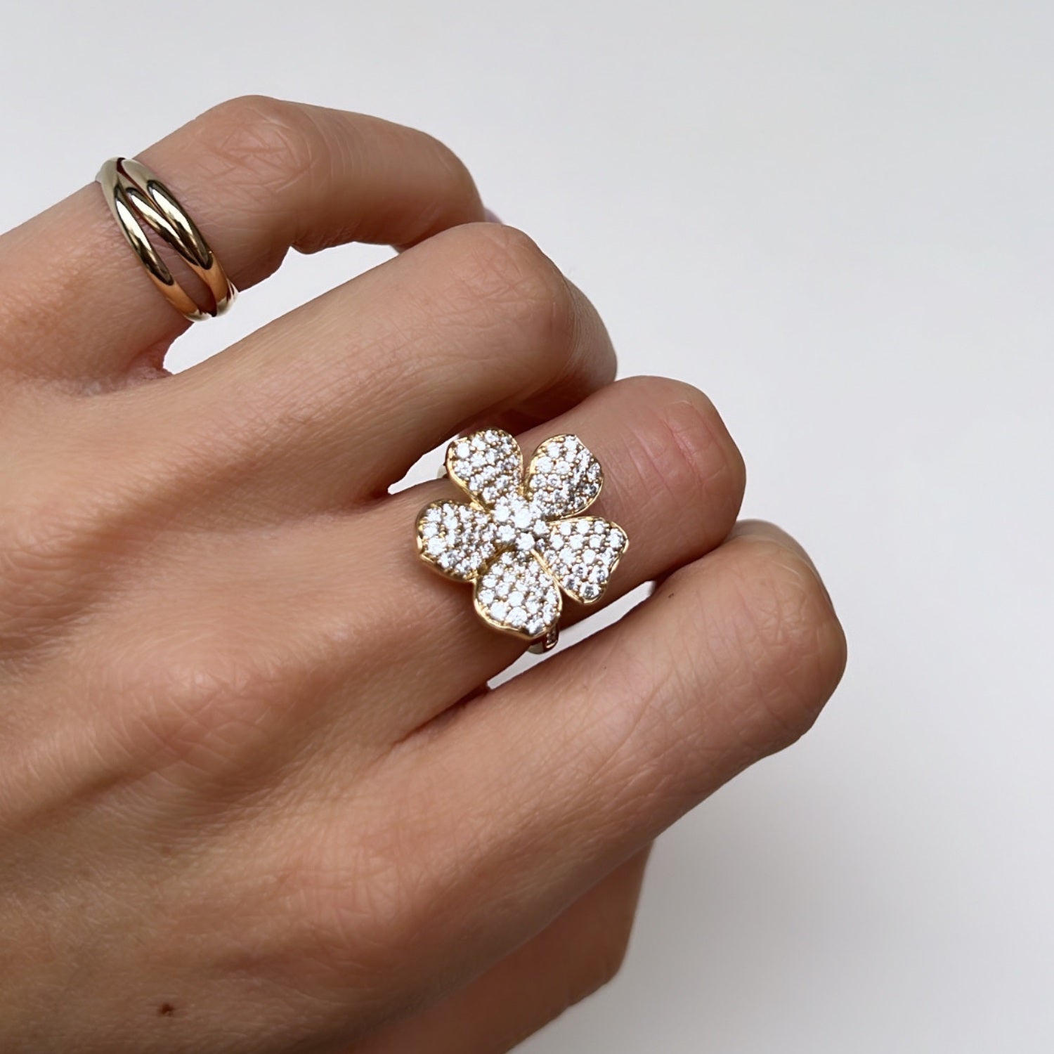 Diamanten Bloem Verlovingsring