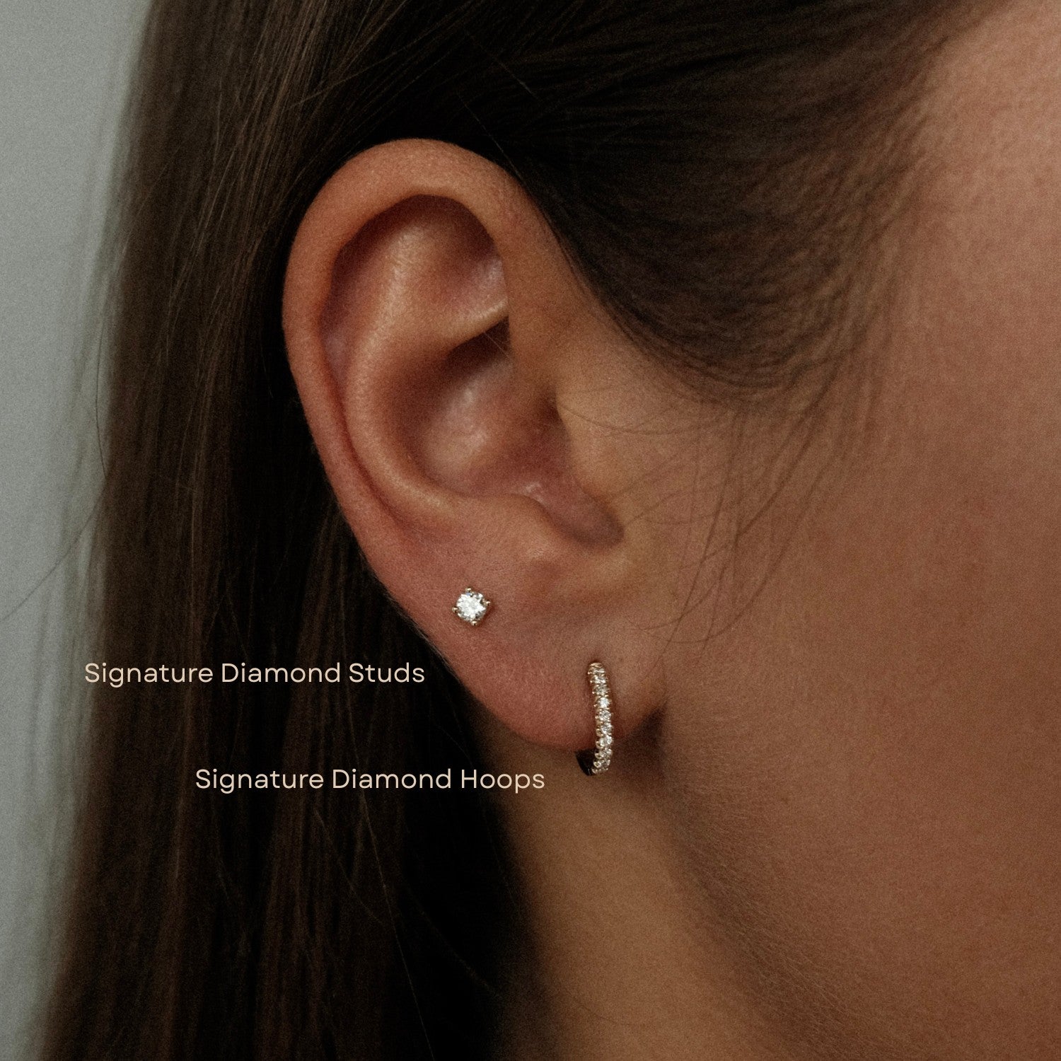 Diamanten stud en huggie