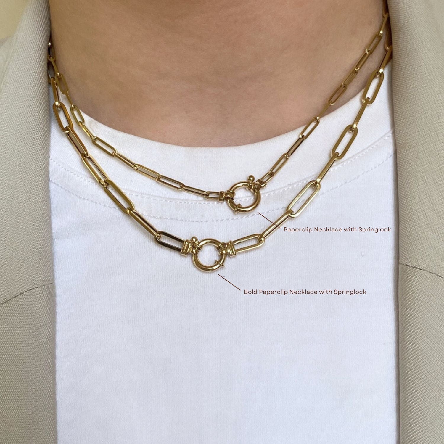 Double Paperclip Necklace with Springlock