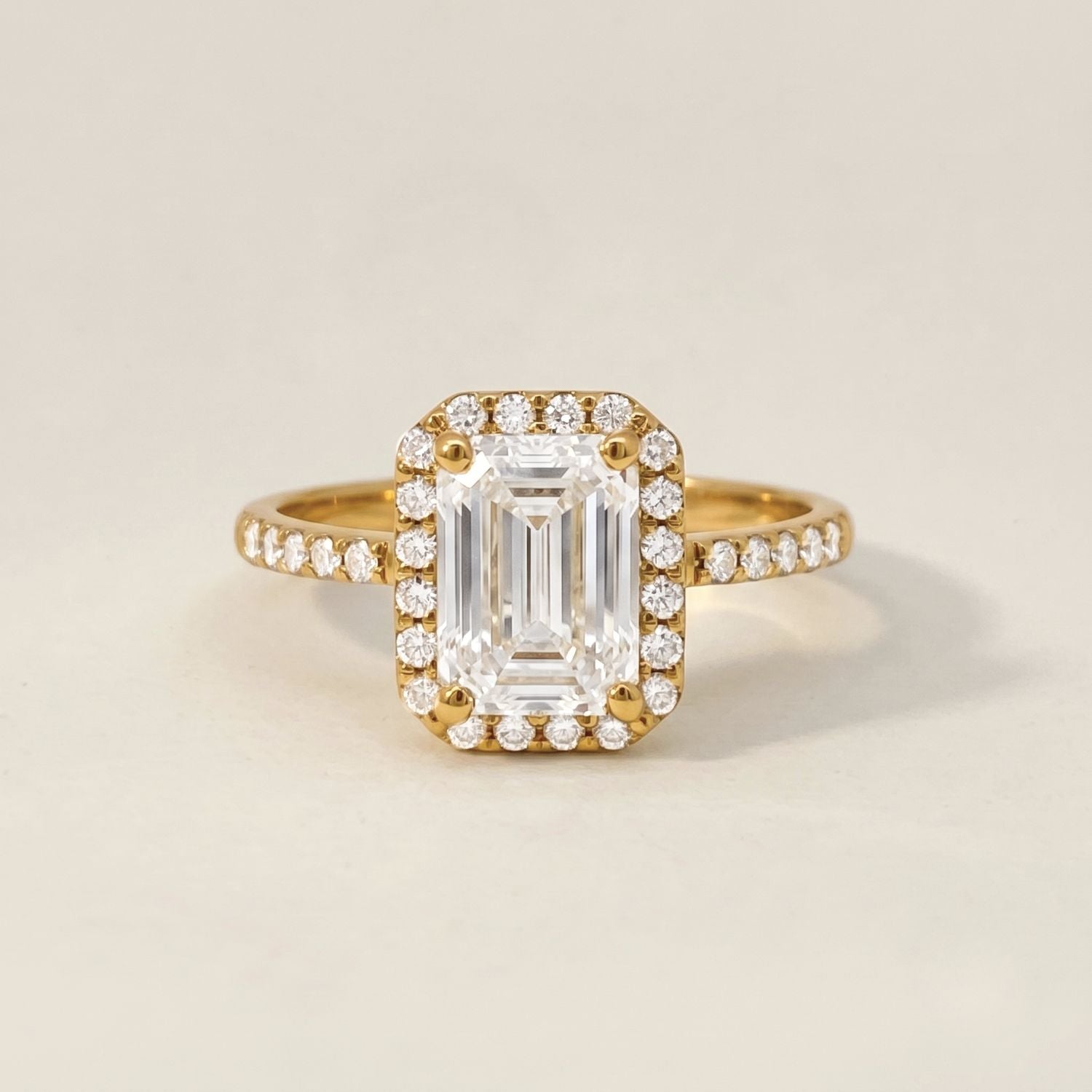 Emerald-Cut Diamond Halo Ring