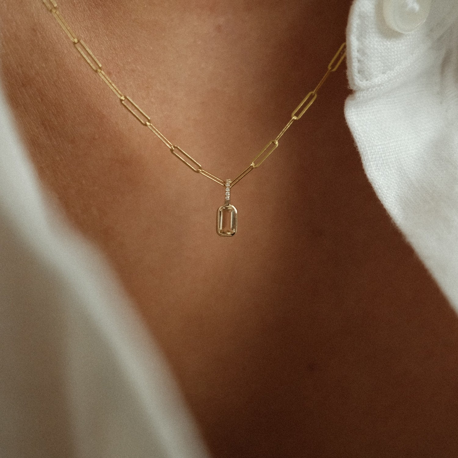 Geboortesteen hanger citrien diamant