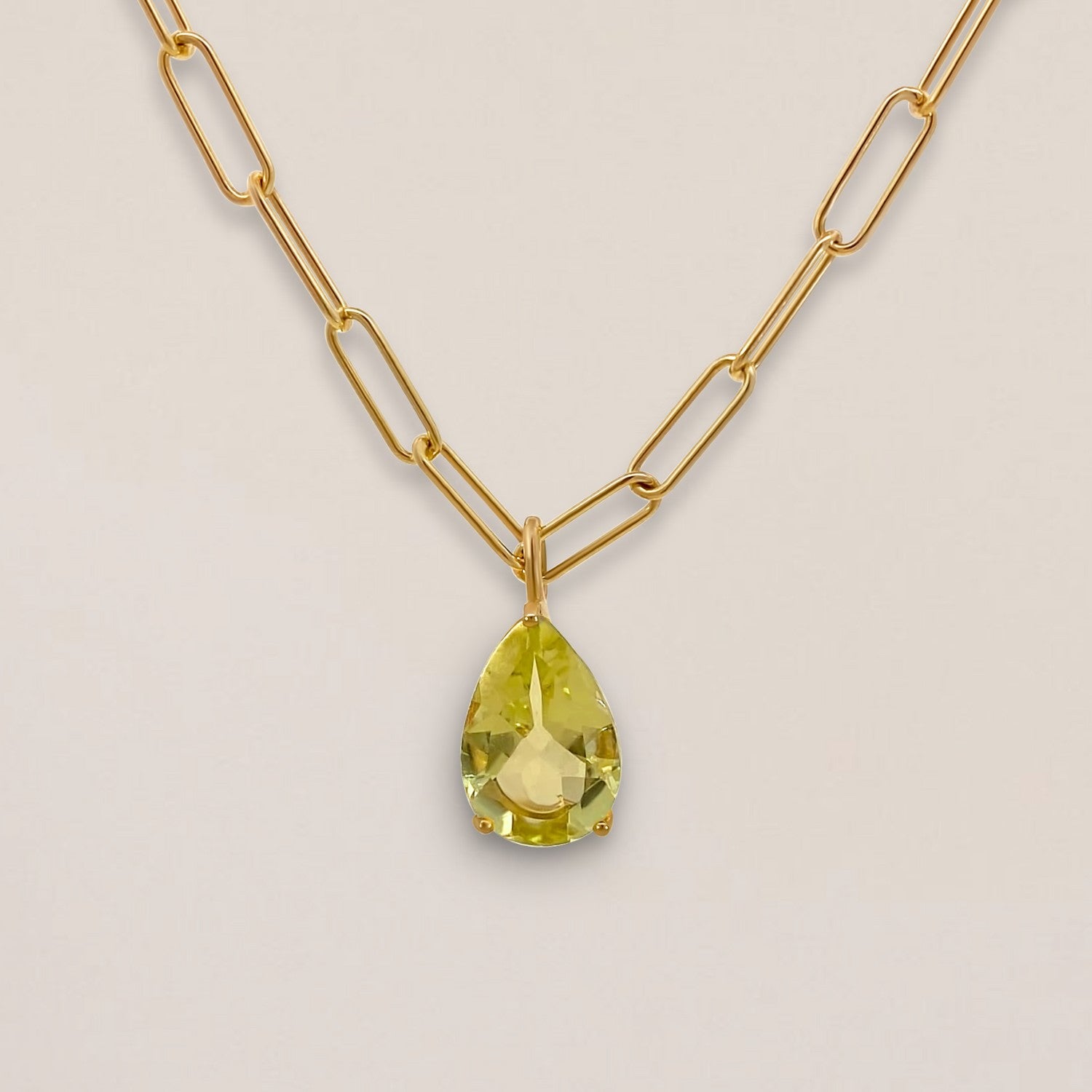 Geelgroene limoenkwarts hanger