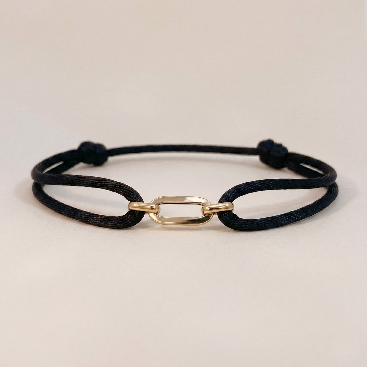 Gold Link Satin Bracelet Black