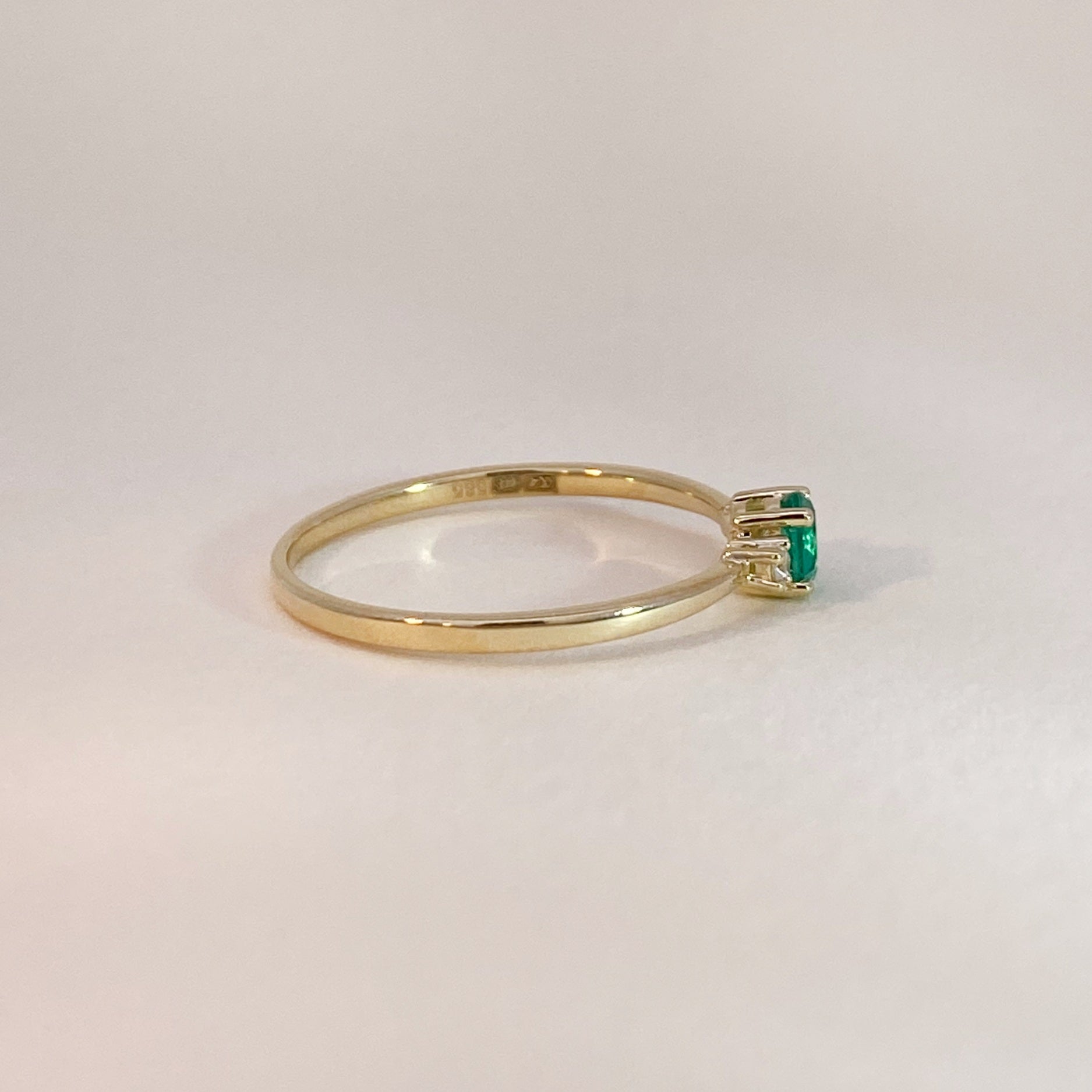 Golden Emerald and Diamond Ring