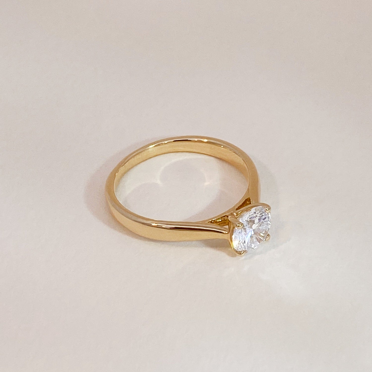 Golden Solitaire Diamond Ring