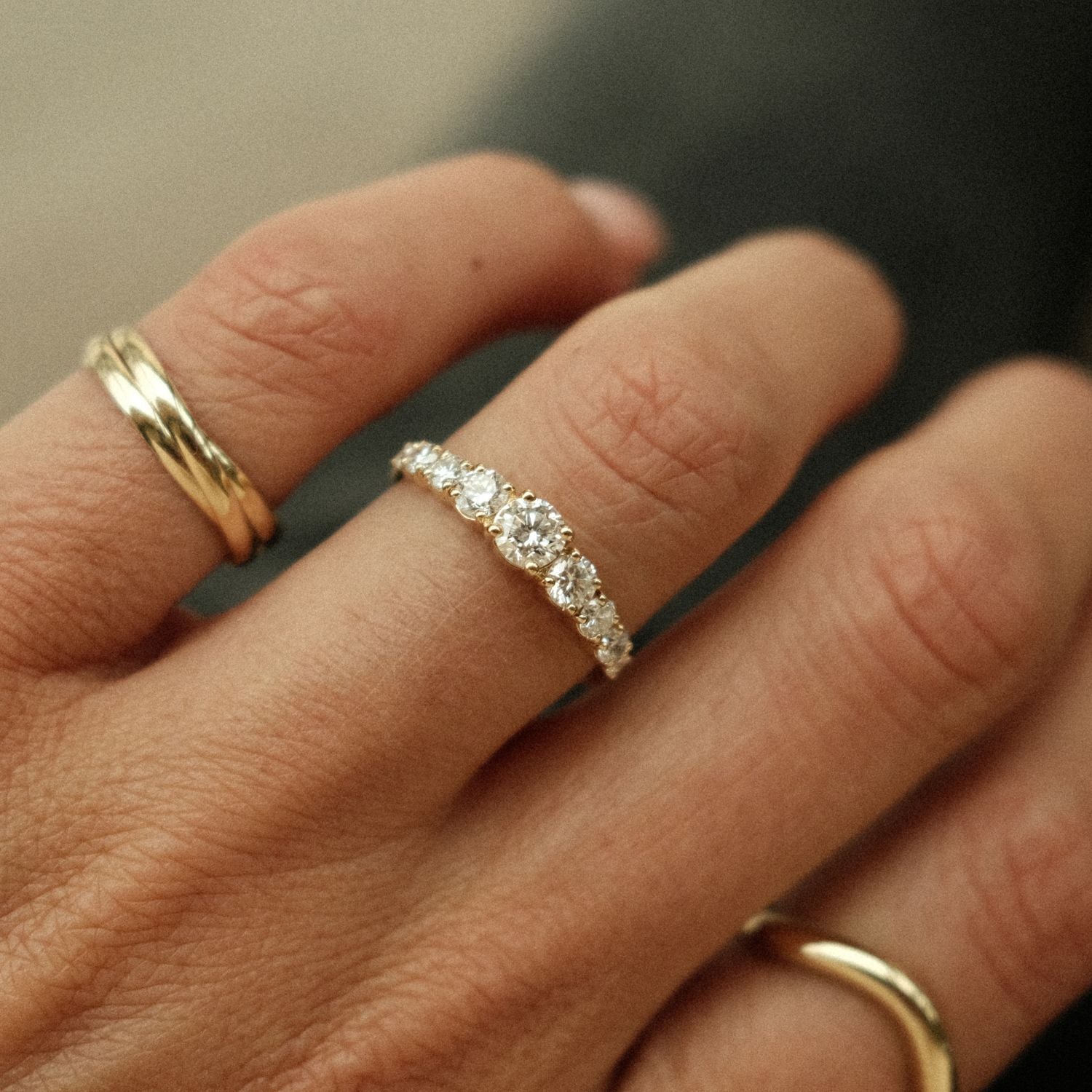 Golden Graduated Diamond Ring