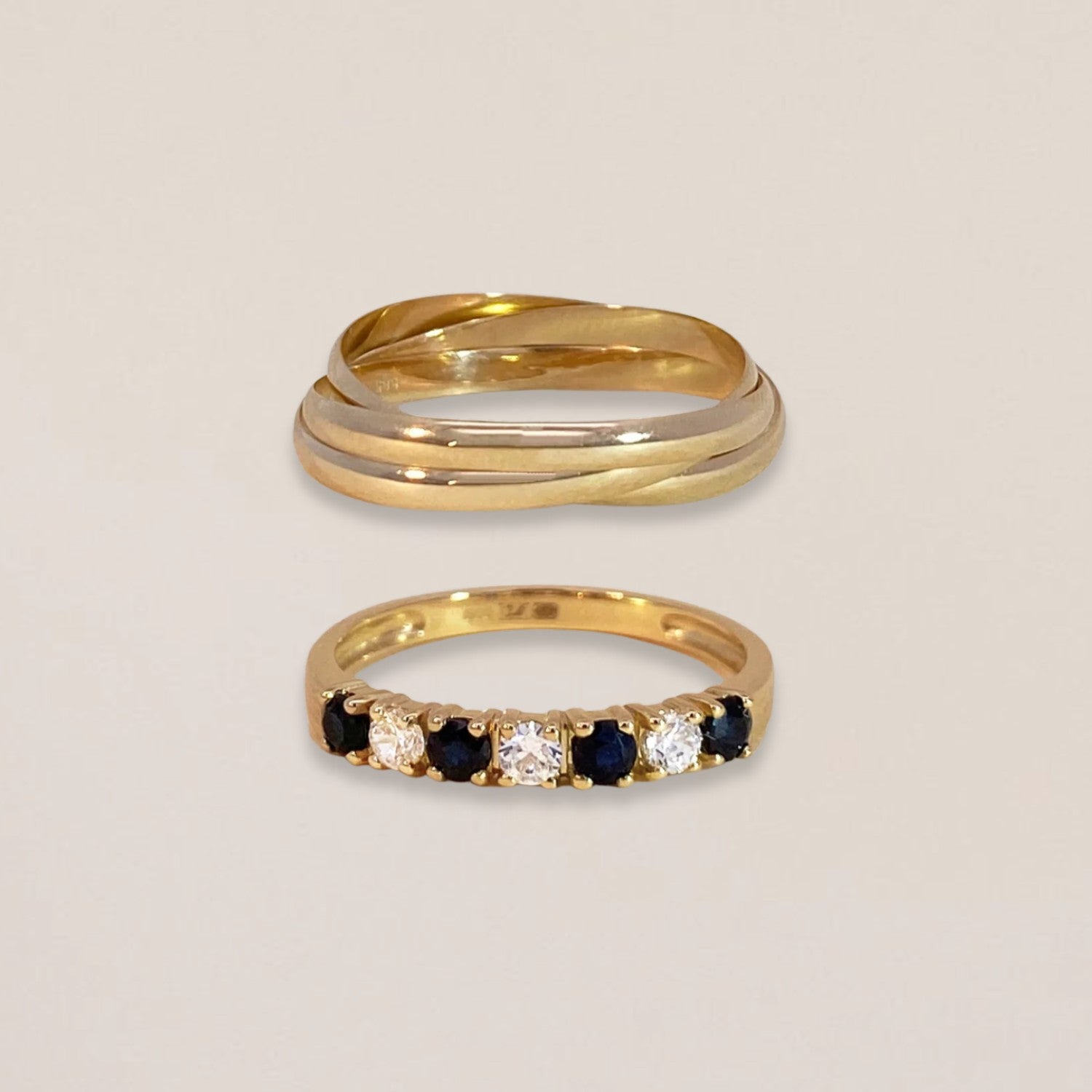 Golden Trio Sapphire Ring Set