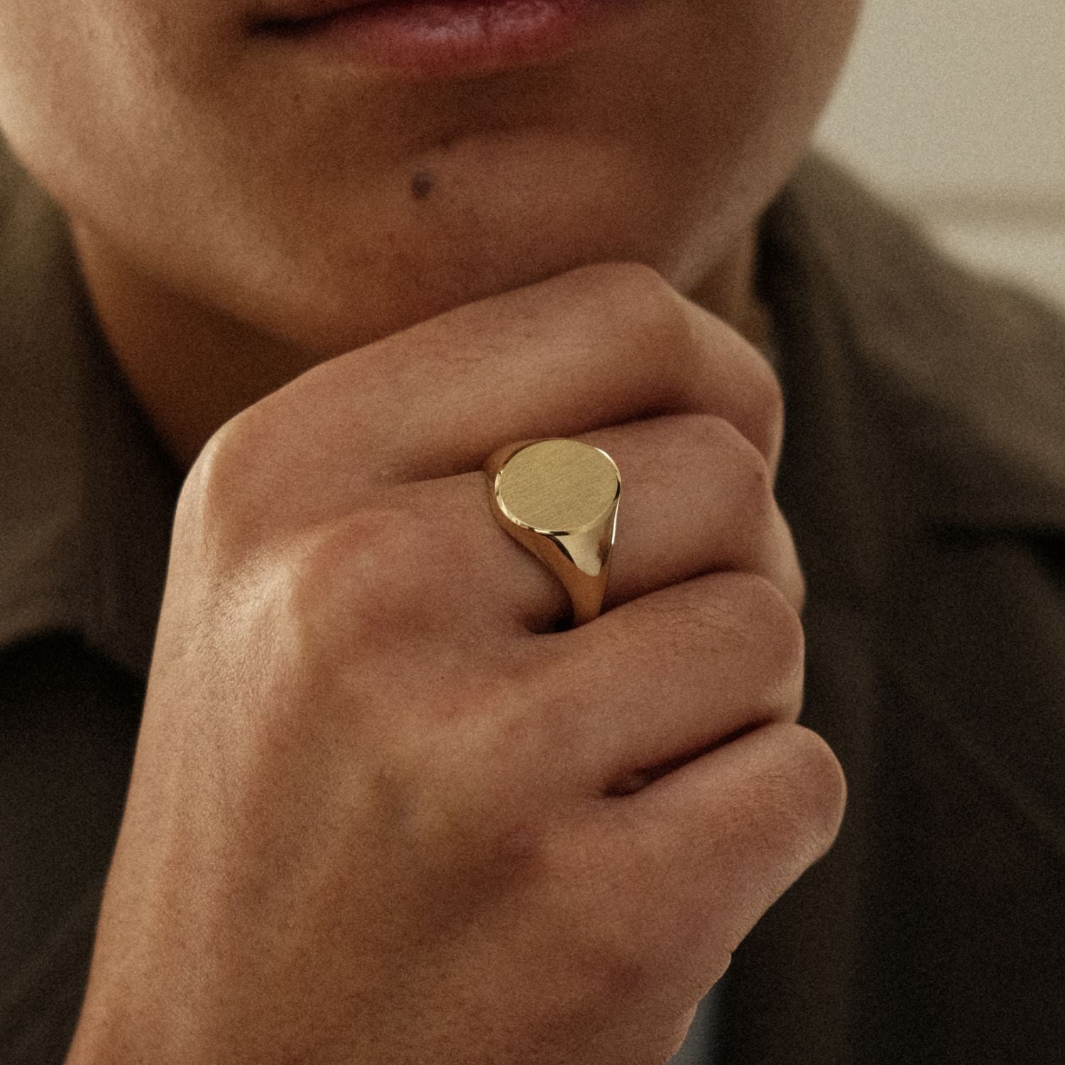 Gouden Ovale Zegelring Heren