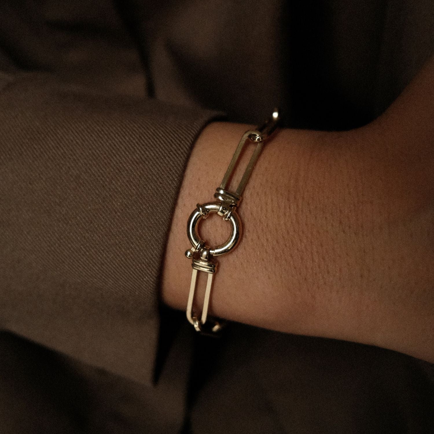 Gouden Paperclip Armband Veerslot