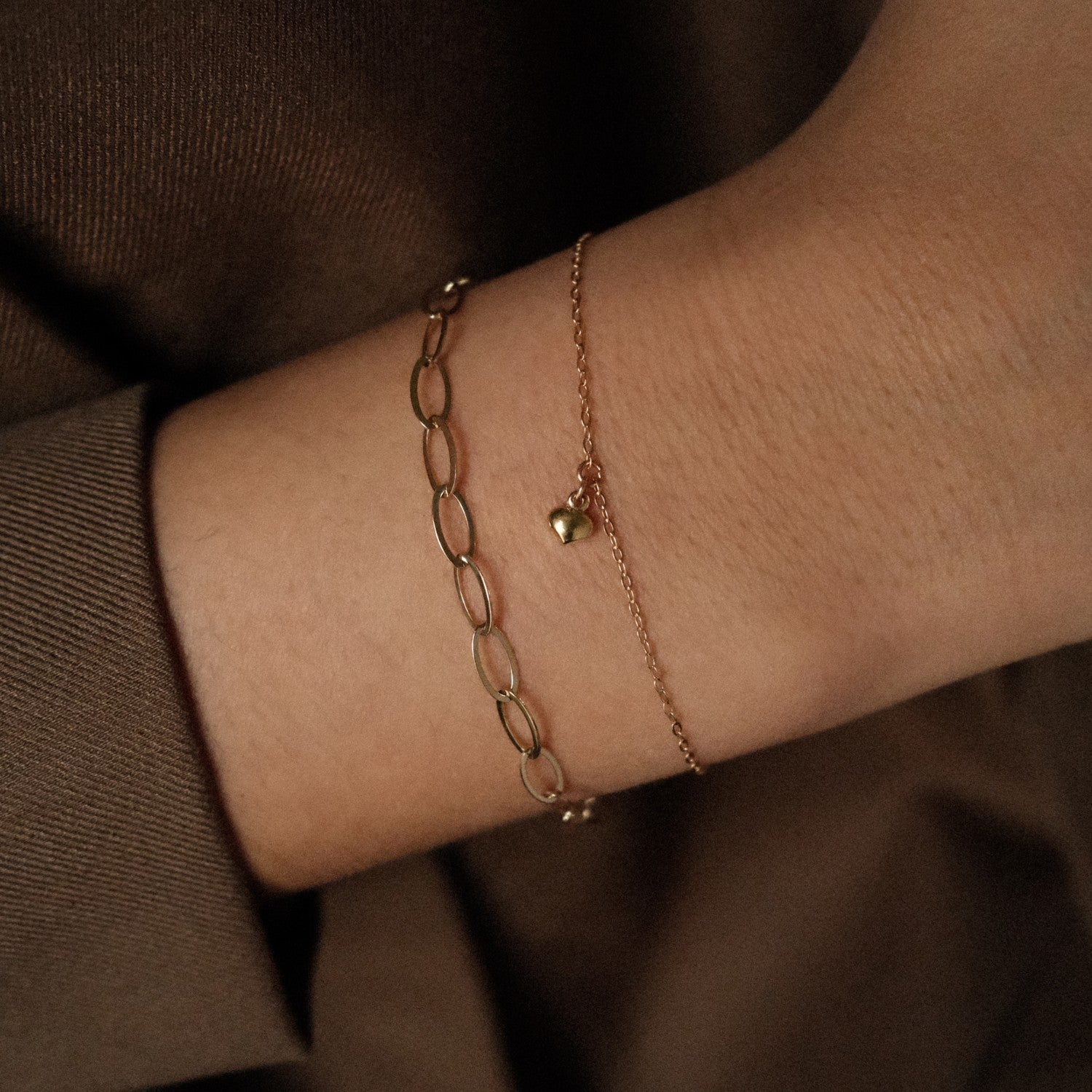 Gouden Schakelarmband en Armband met Hartje