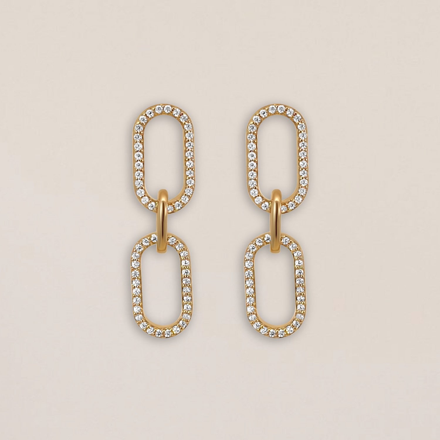 Gouden paperclip oorbellen met steentjes