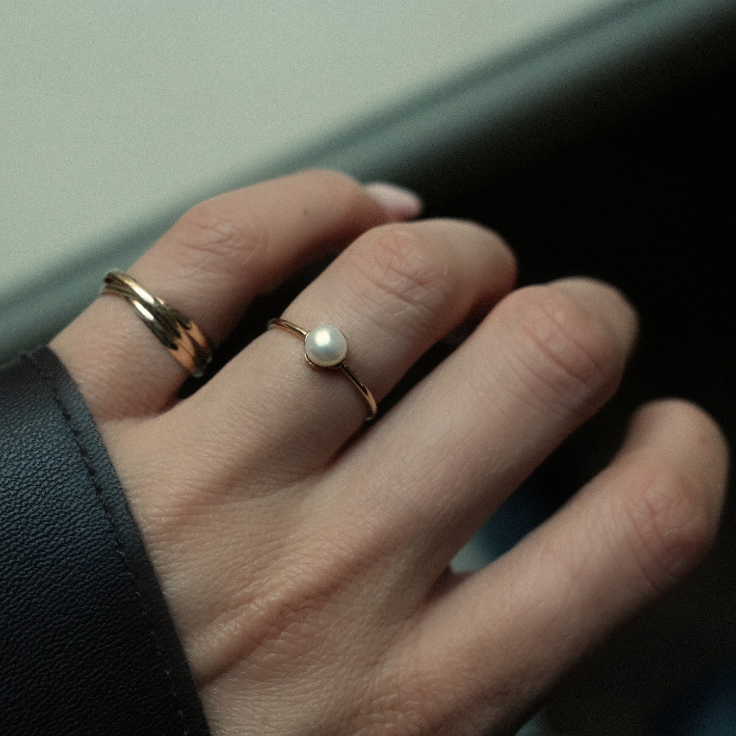 Gouden ring met parel