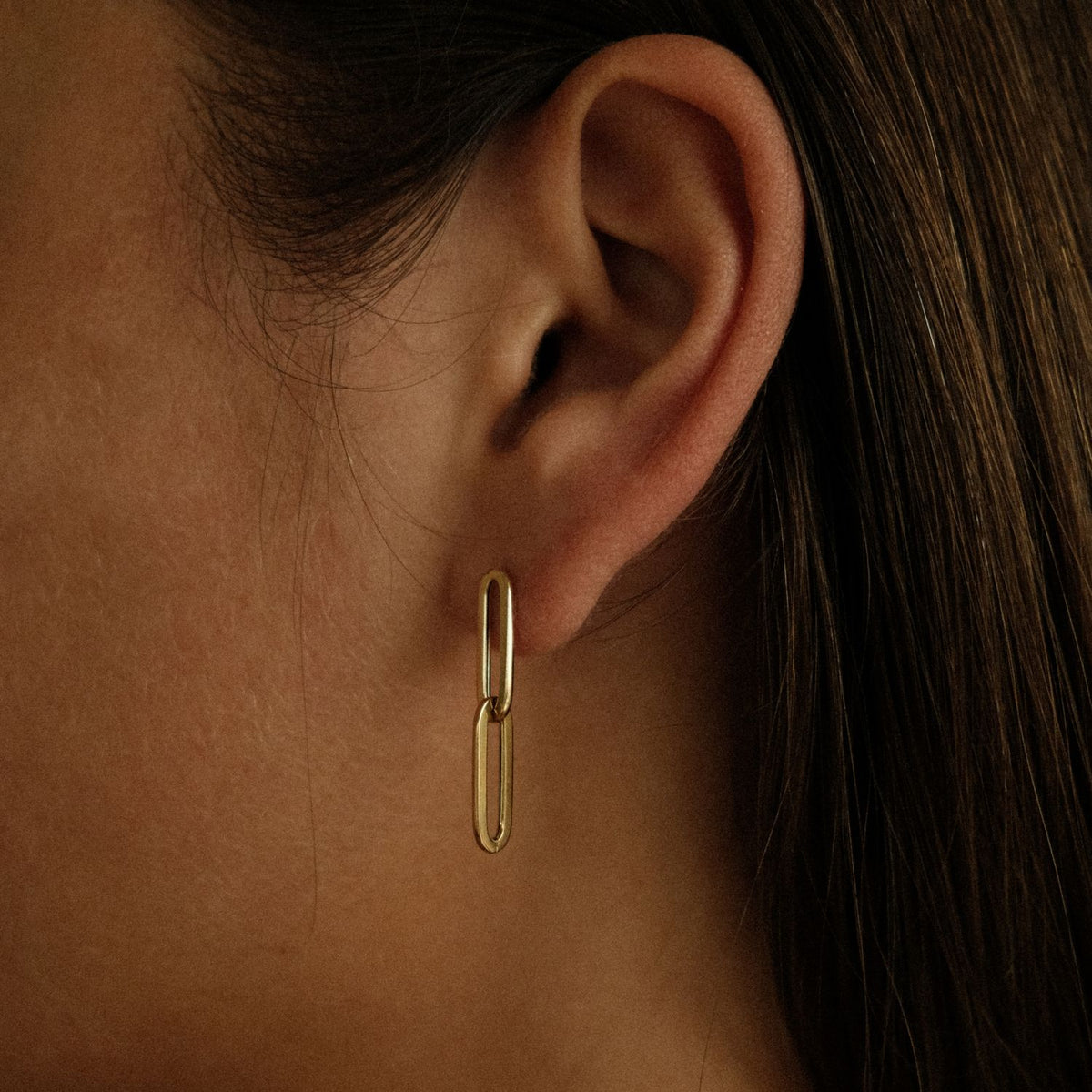 Gouden schakel paperclip oorbellen