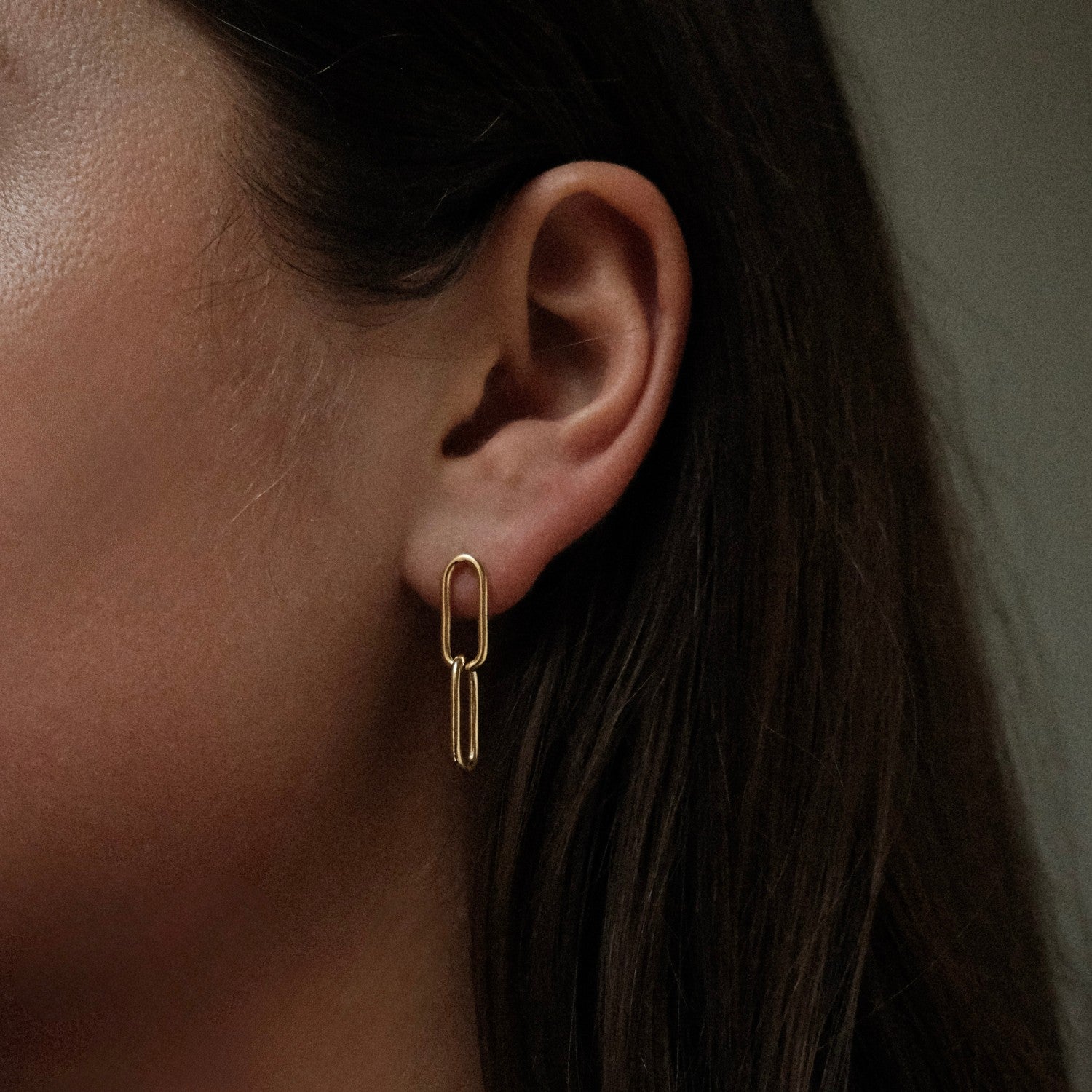Goudkleurige paperclip oorbellen