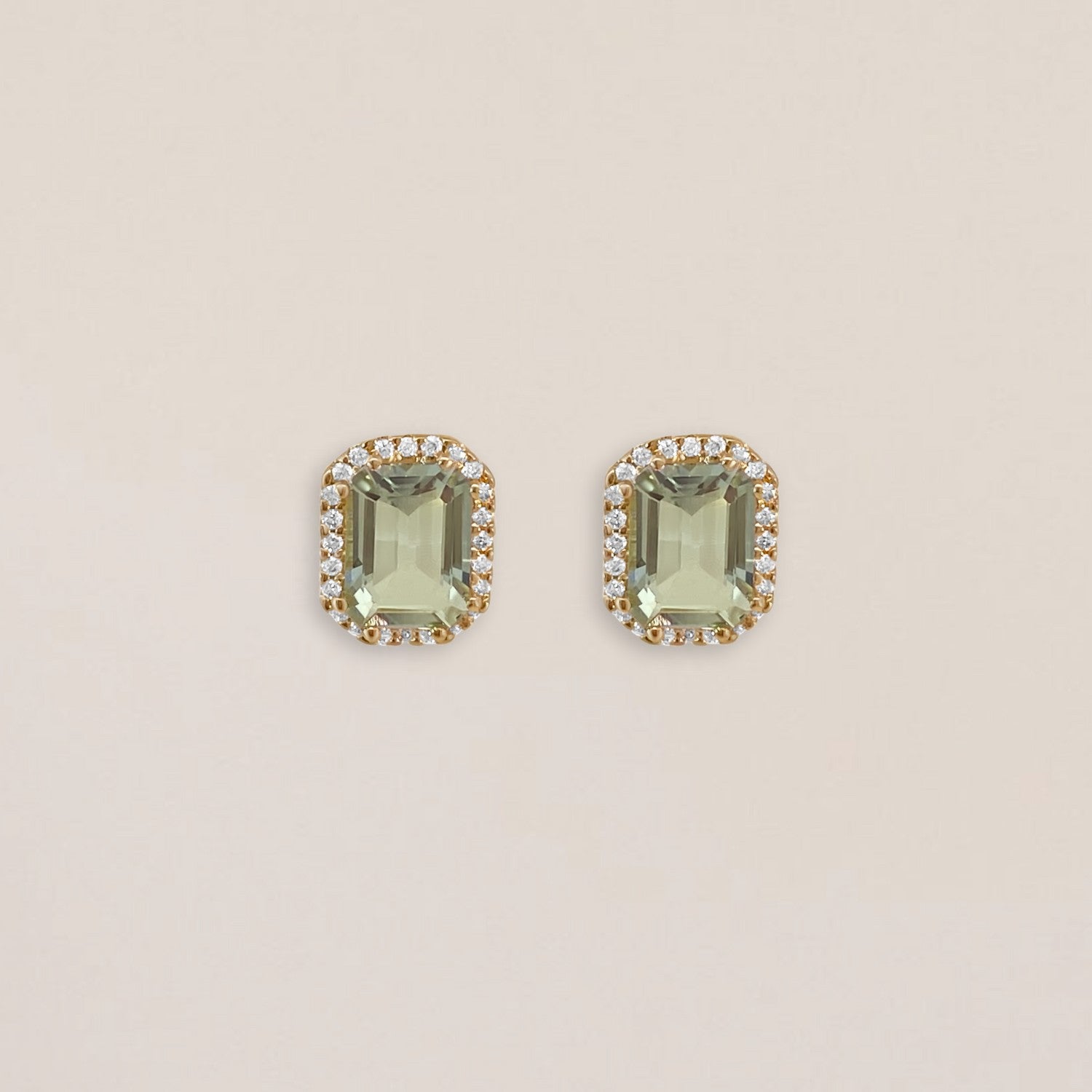 Groene amethist diamant oorbellen