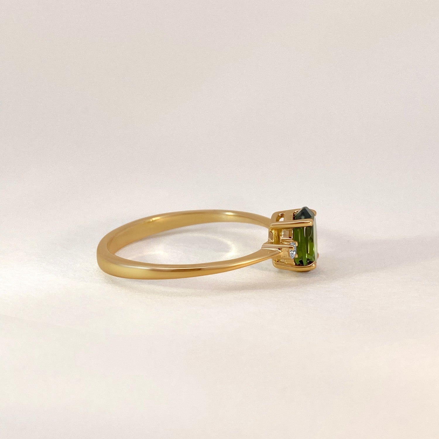Groene toermalijn diamant ring goud