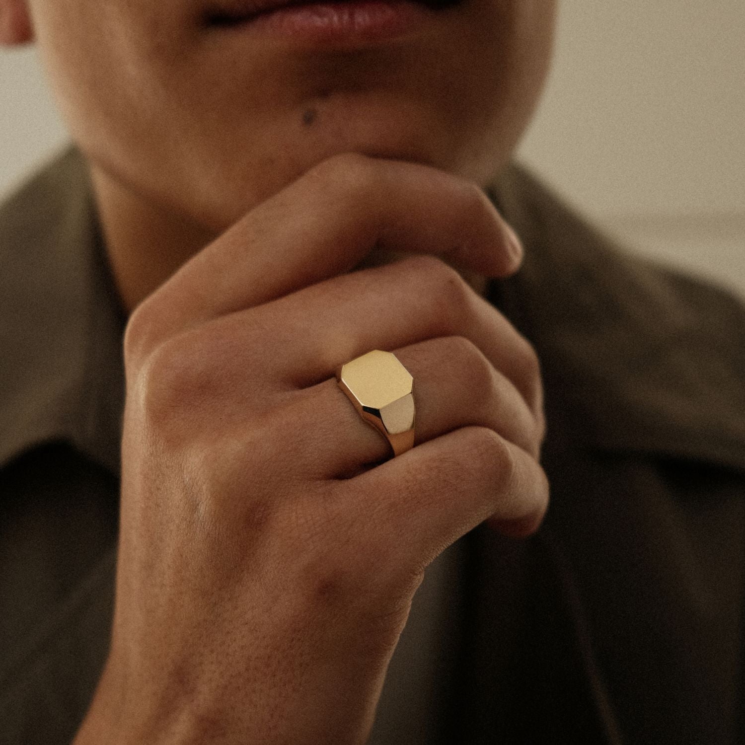 Hoekige Zegelring Heren