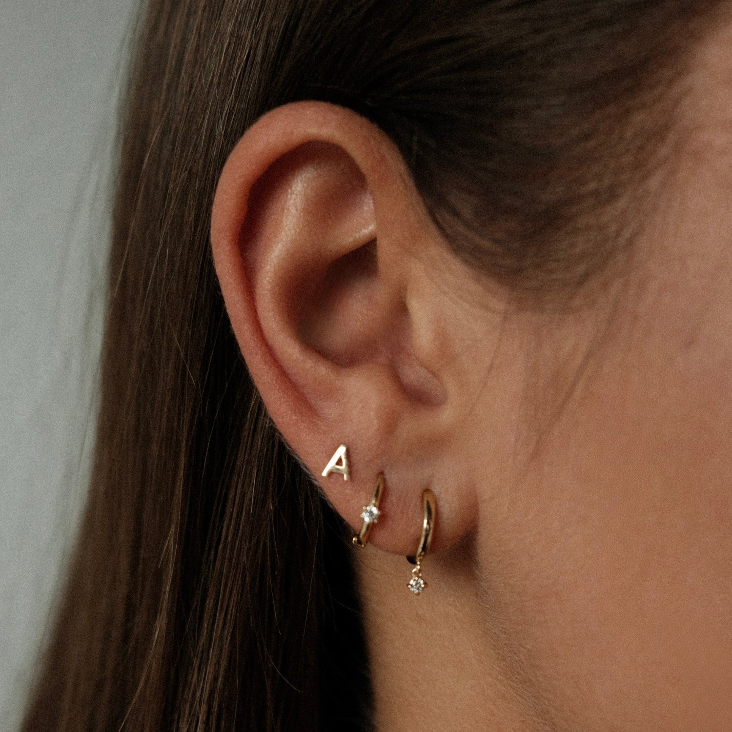 Initial stud earring