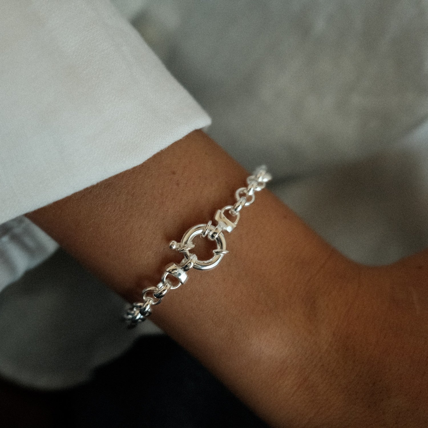 Jasseron armband zilver veerslot