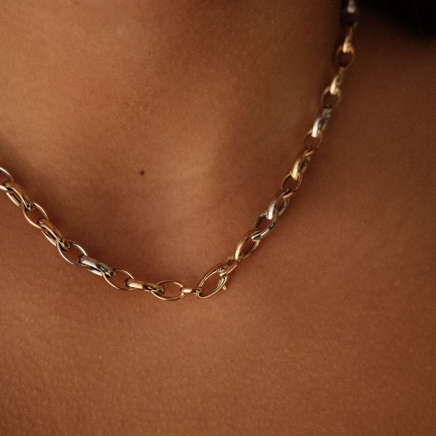 Ketting met geelgoud en witgoud