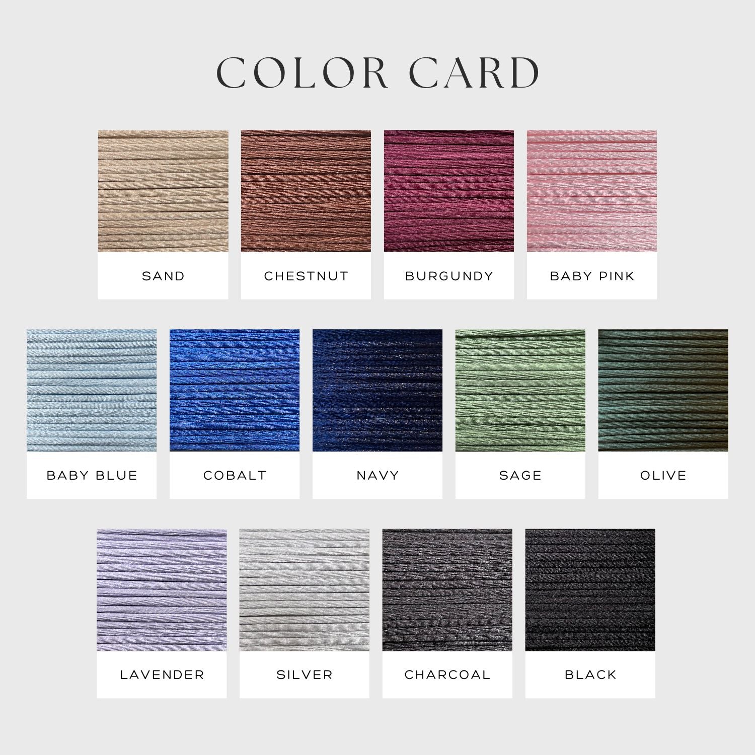 Kleuren kaart satijn en armbandjes