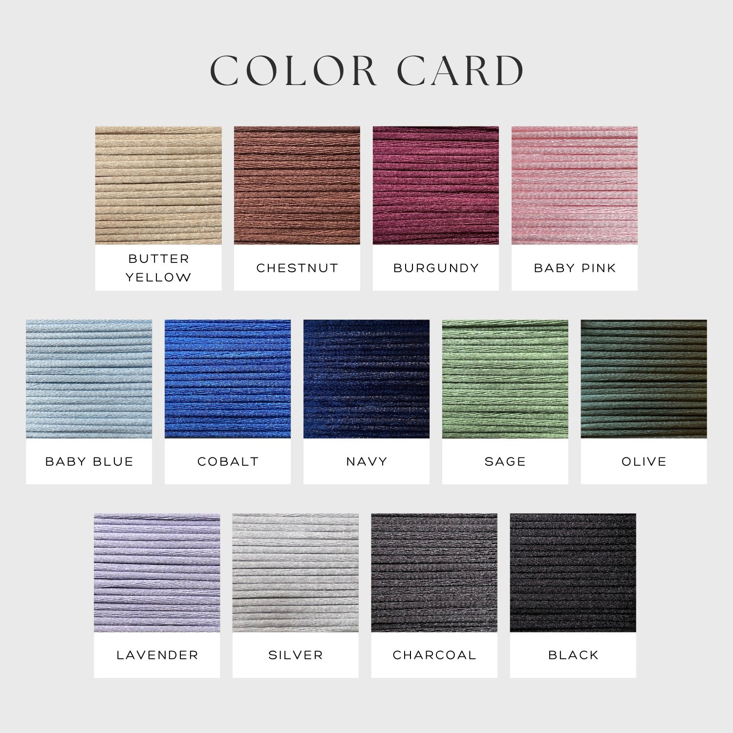 Kleuren kaart satijn en armbandjes