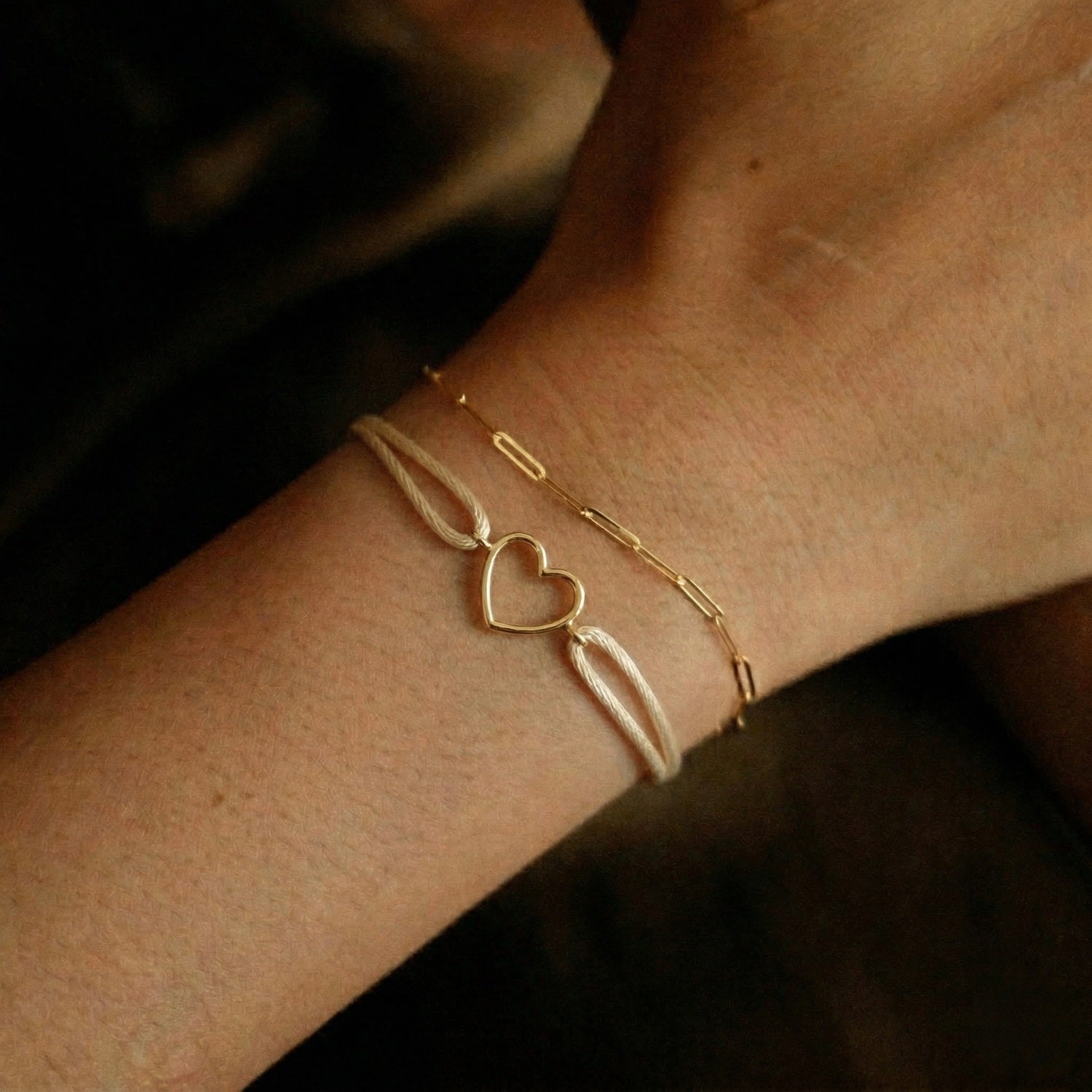 Large Love Charm Satin Bracelet