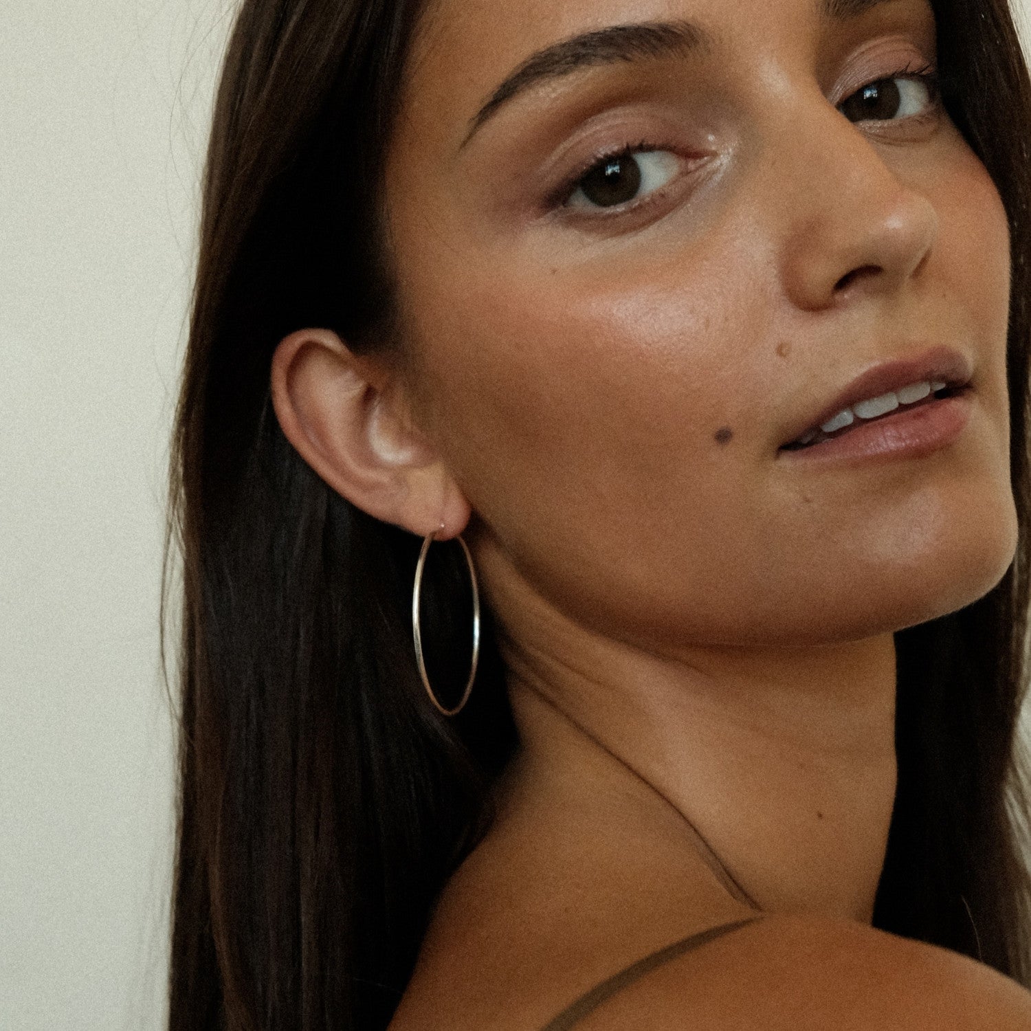 Silver Slim Hoops Large