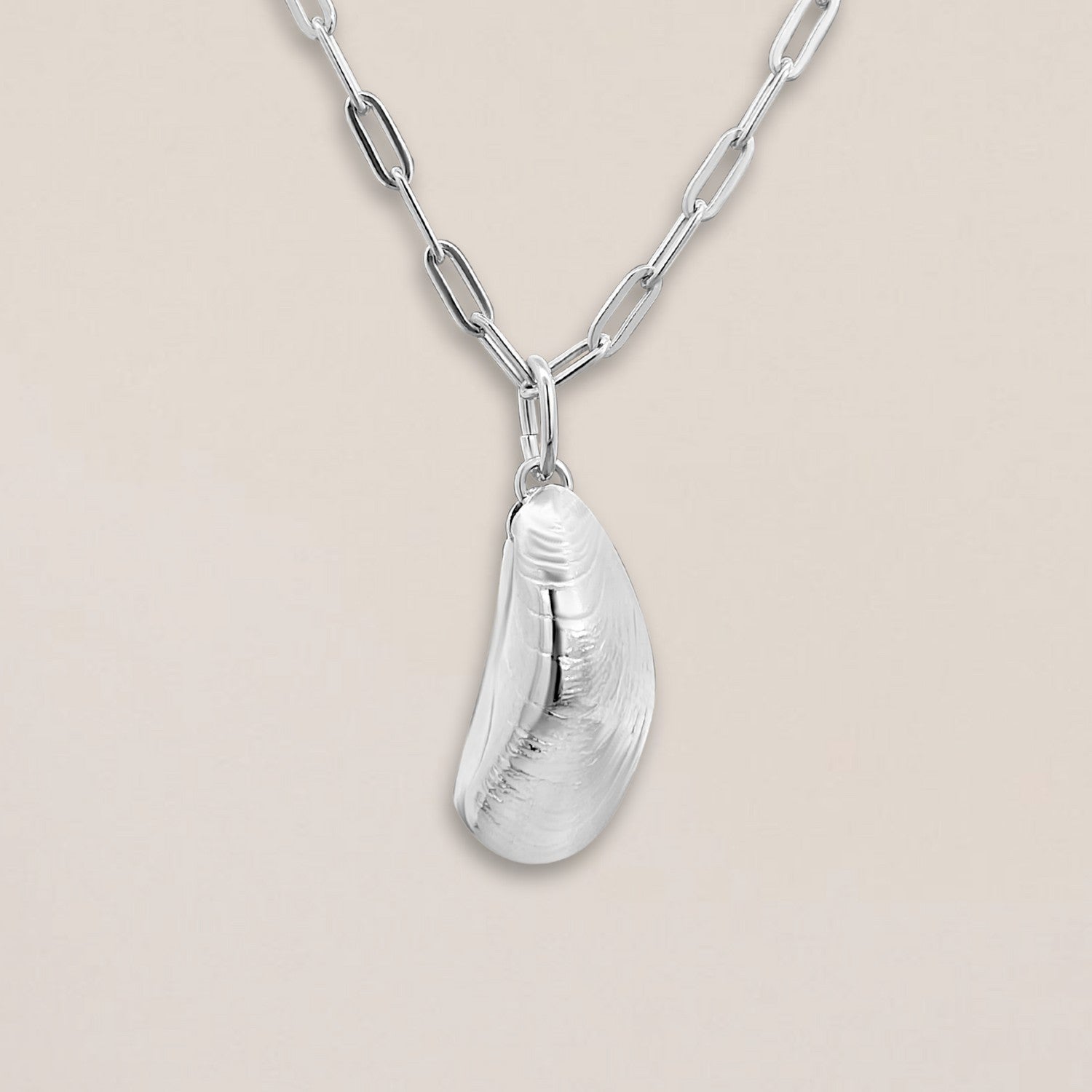 Mossel ketting zilver