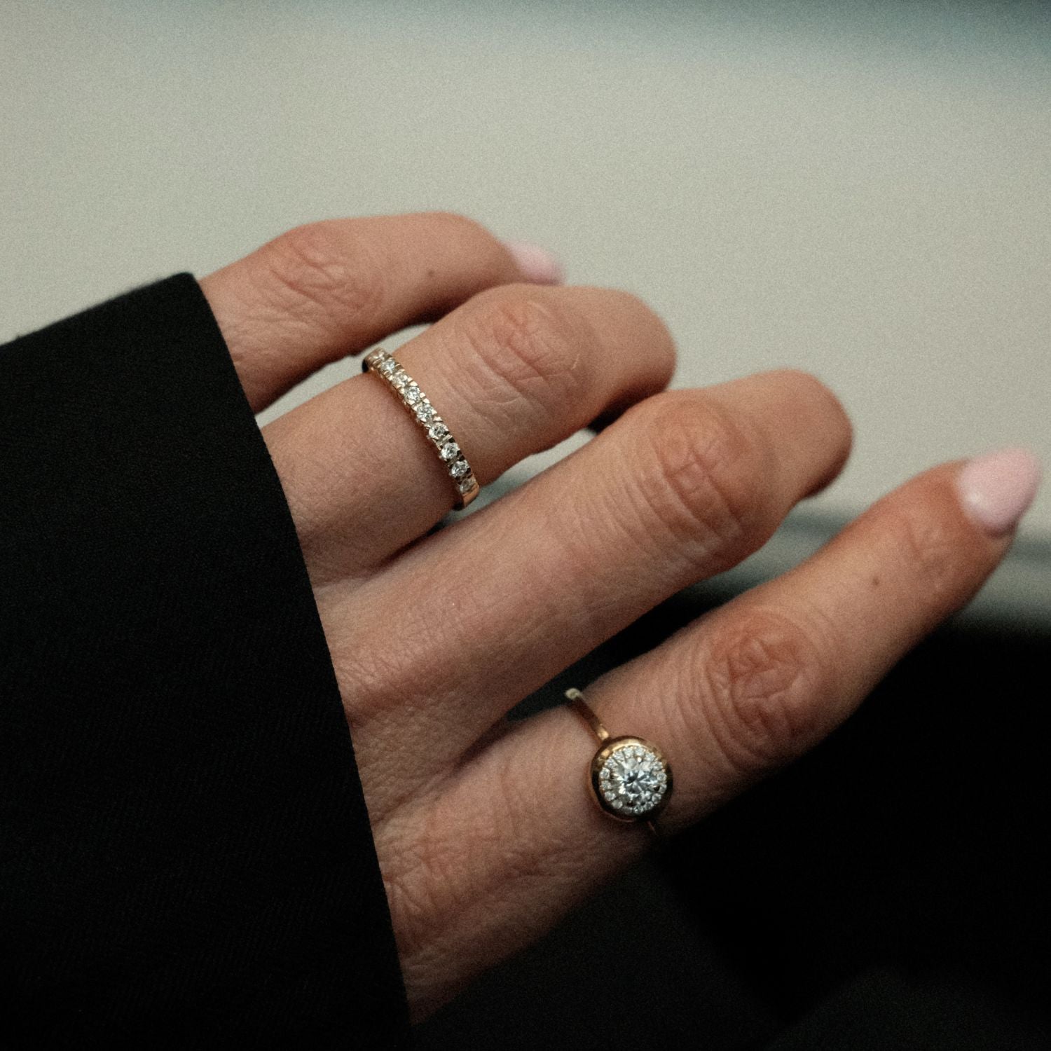 Oro Rij Ring Diamant Goud