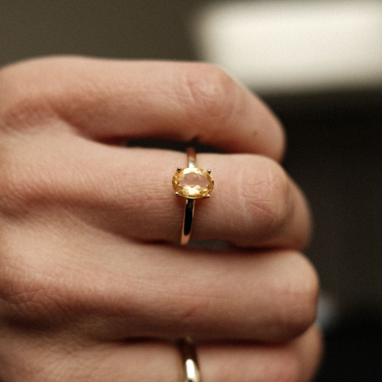 Ovale Gele Citrien Ring