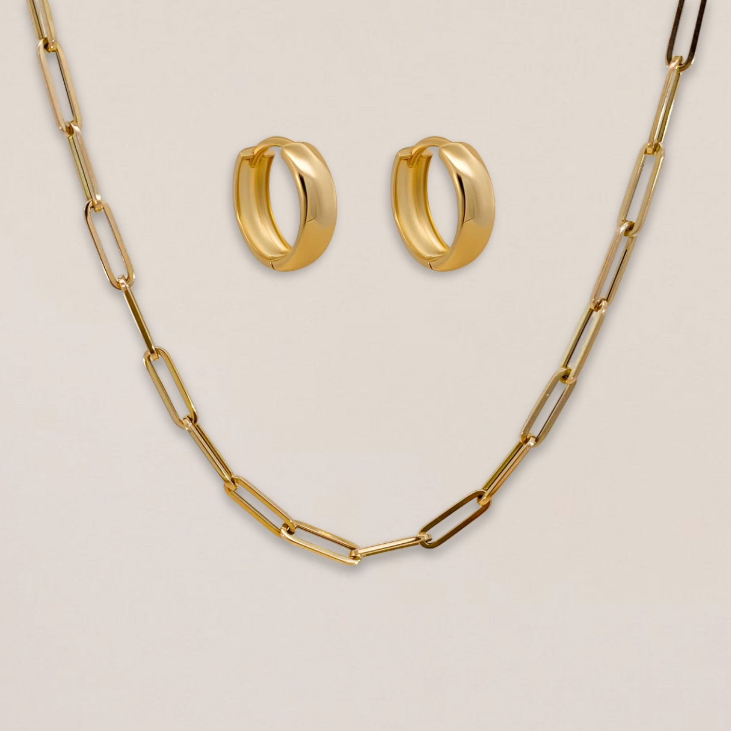 Paperclip Necklace & Hoops Set