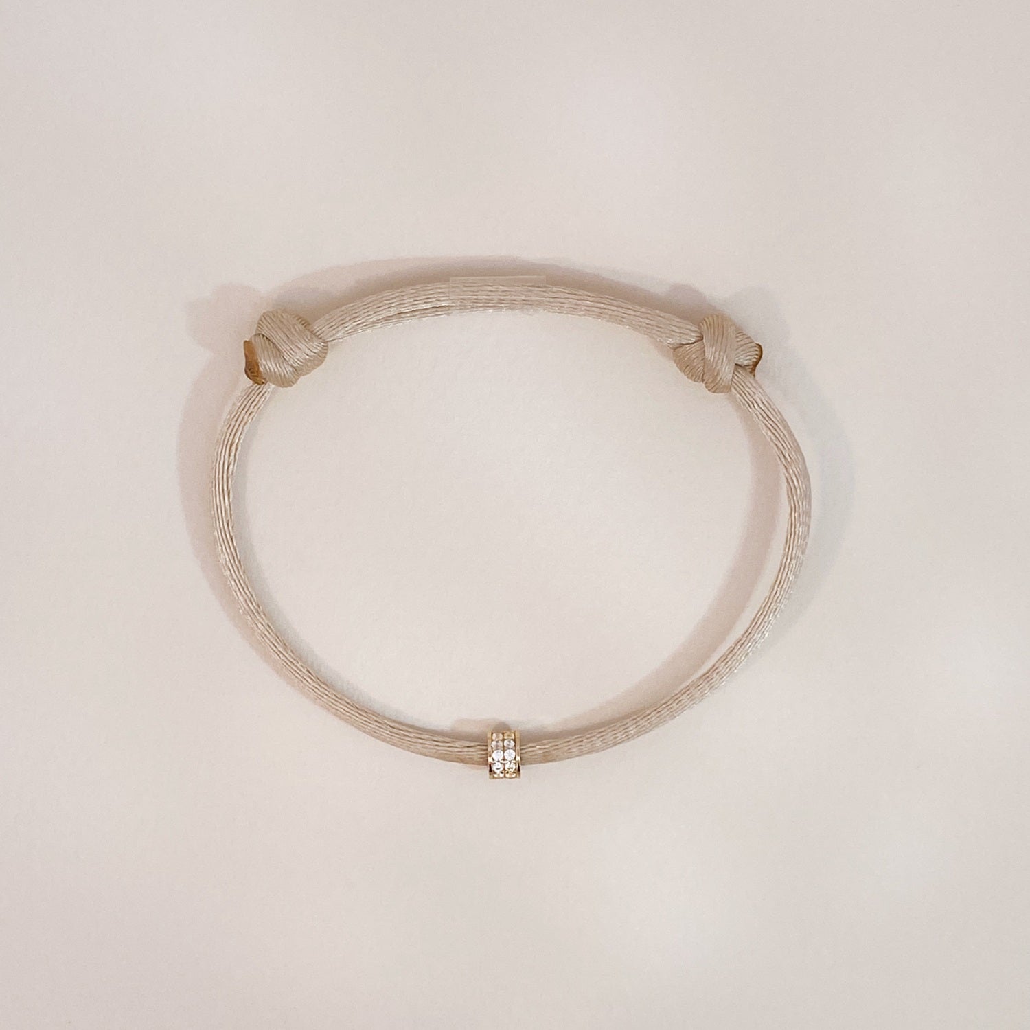 Pave Bead on Satin Bracelet Gold