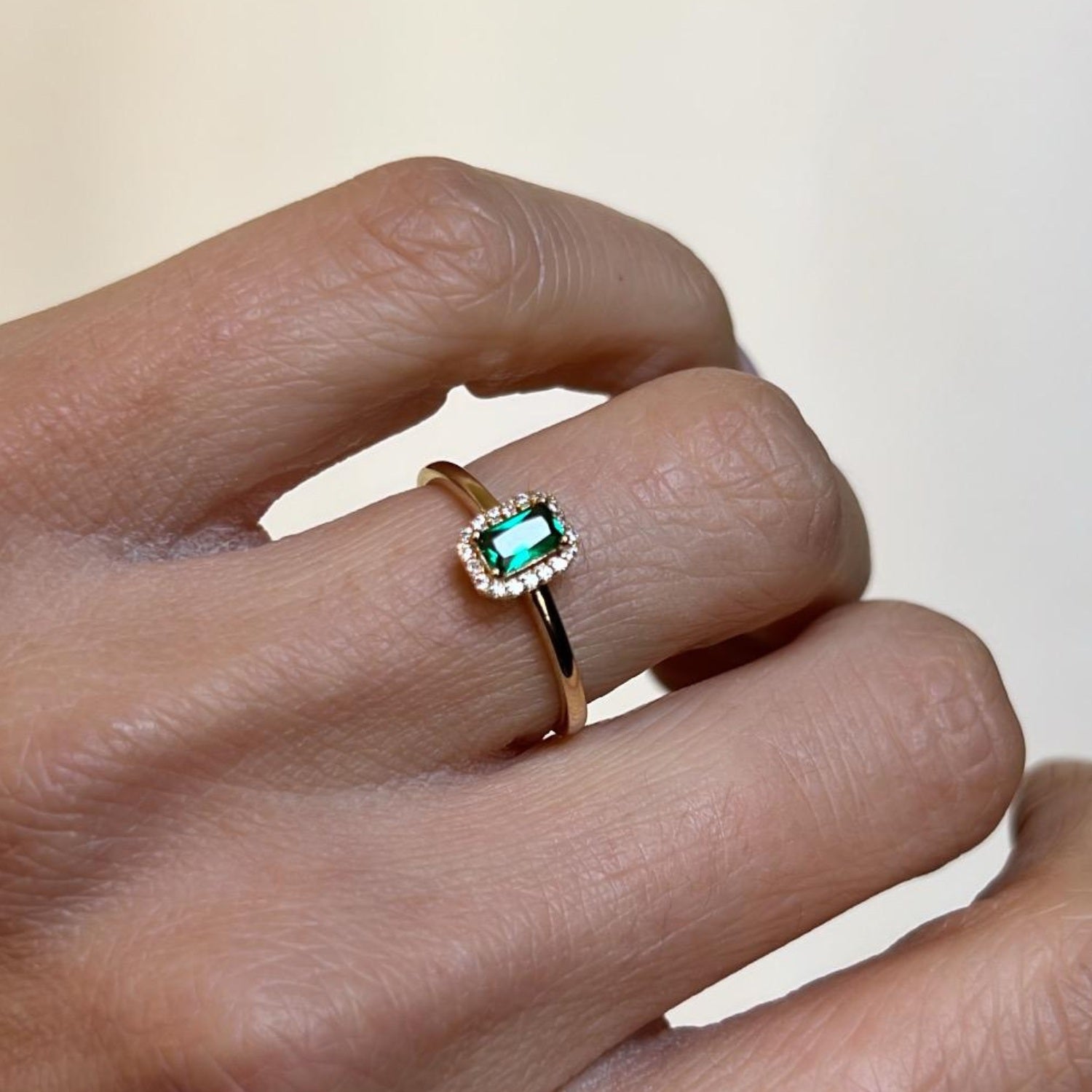 Ring Groene Steen Halo