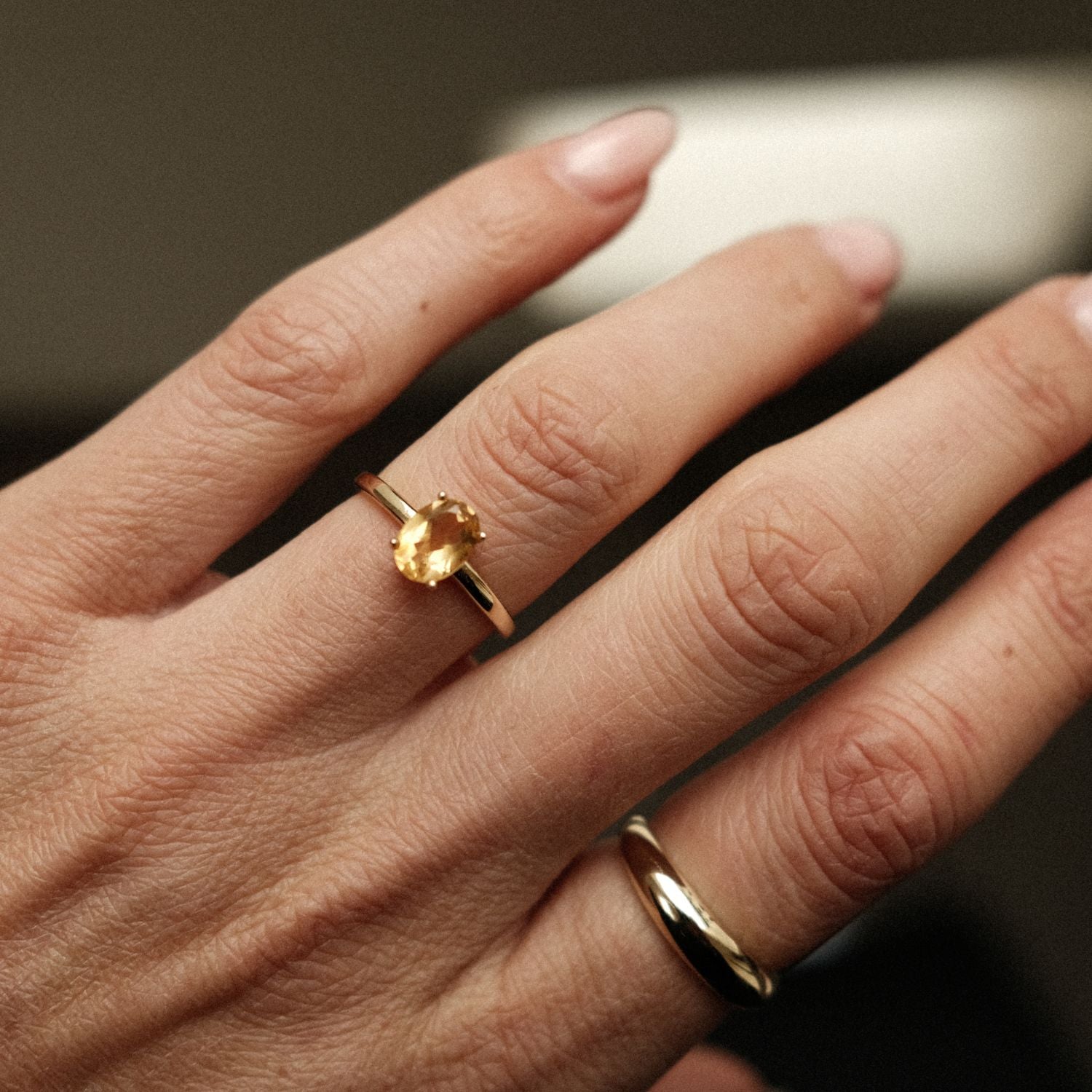 Ring 14k Goud met Ovale Citrien