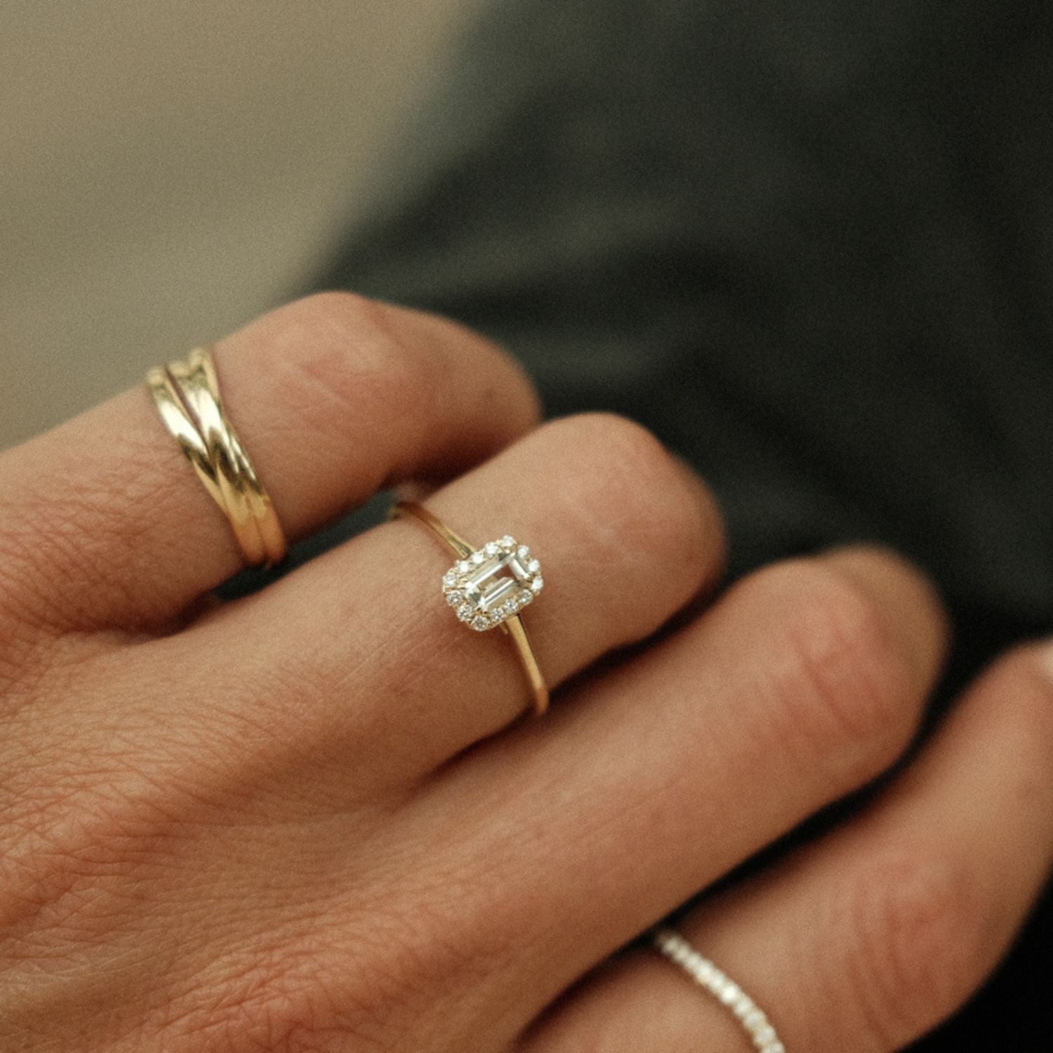 Ring met Groene Amethist en Diamant