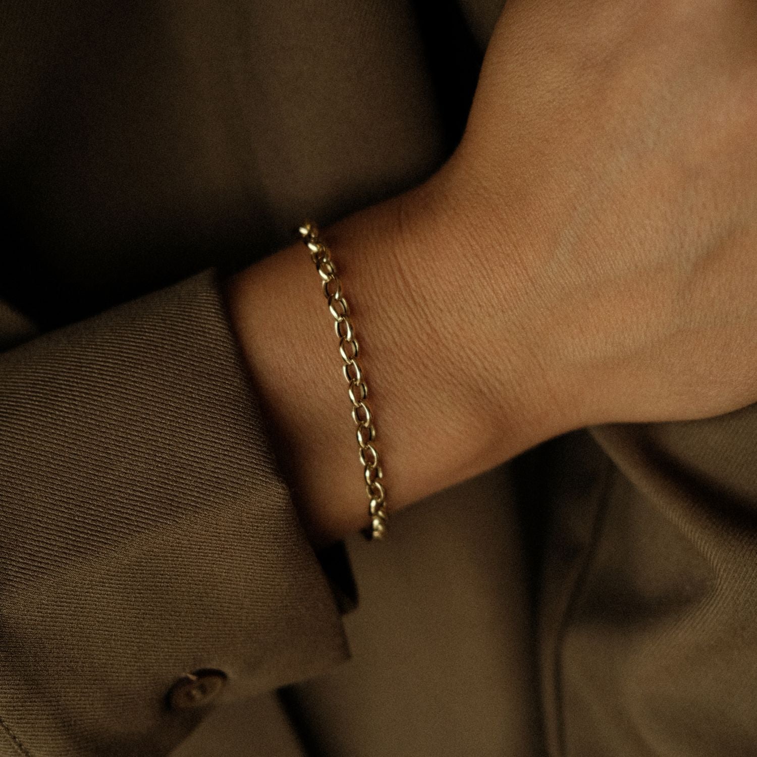 Ronde jasseron schakel armband 14k