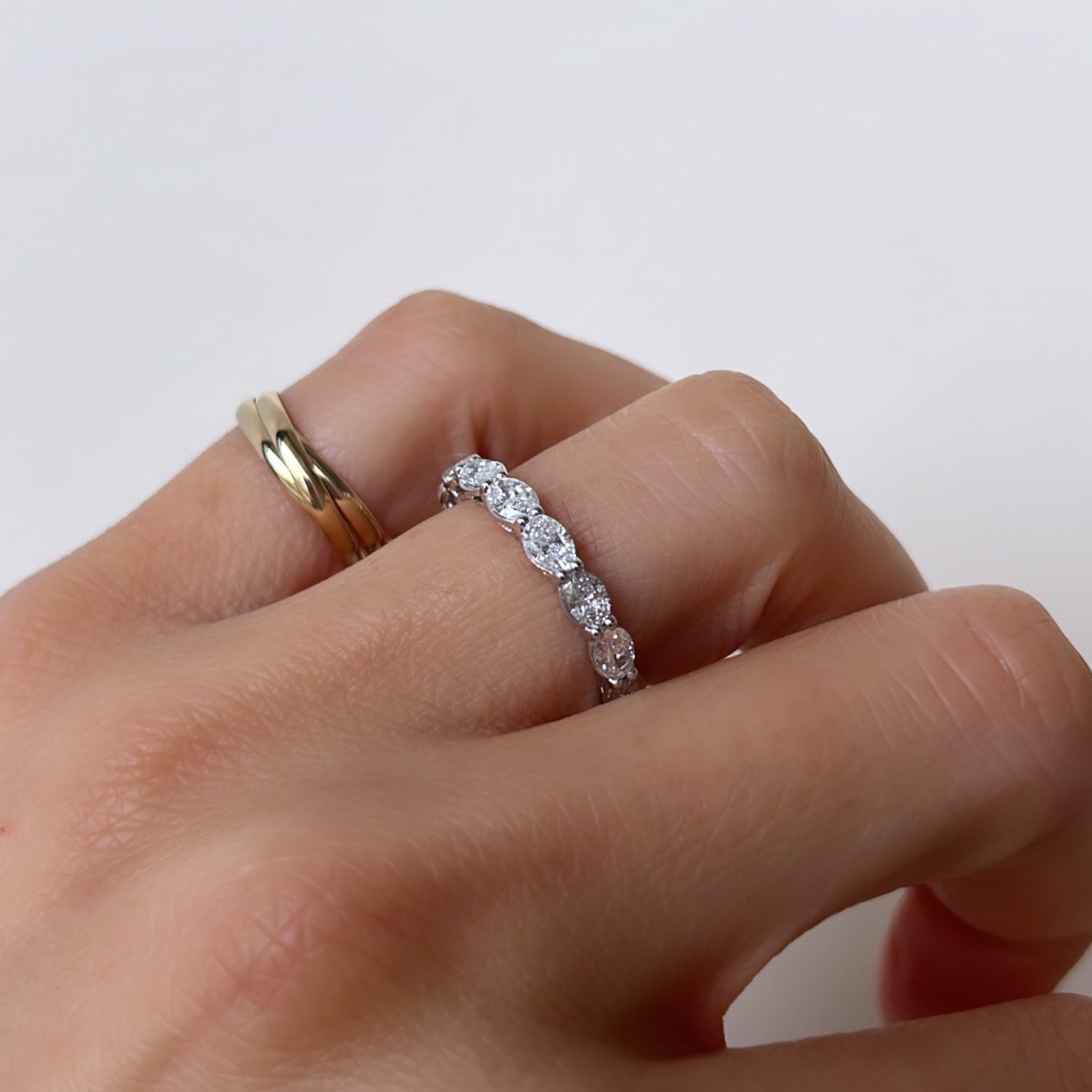 Rondom Diamanten Ring Witgoud